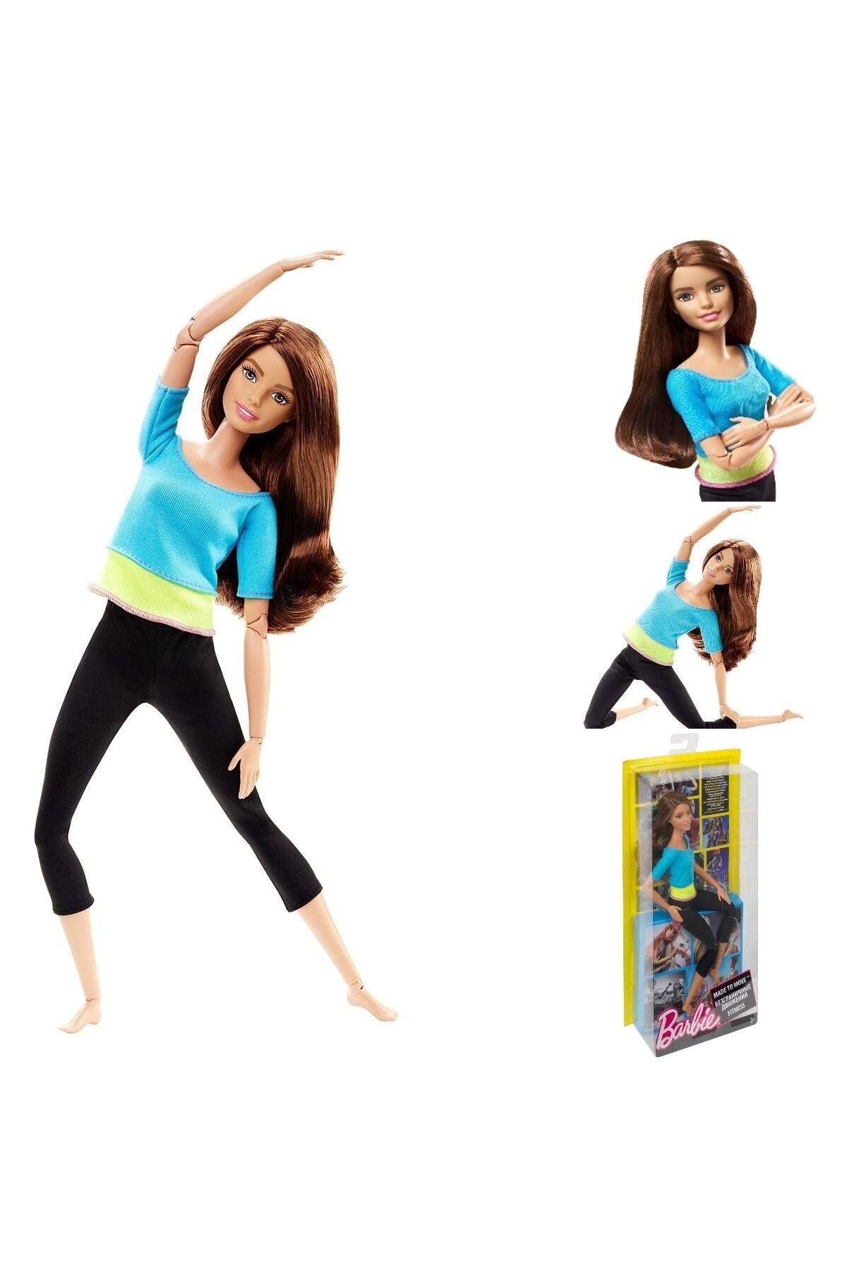 Mattel Barbie Sonsuz Hareket Eklemli Bebek Spor Yapan Sarışın Kumral Ve Siyah Saçlı Taytlı Barbie Lisanslı