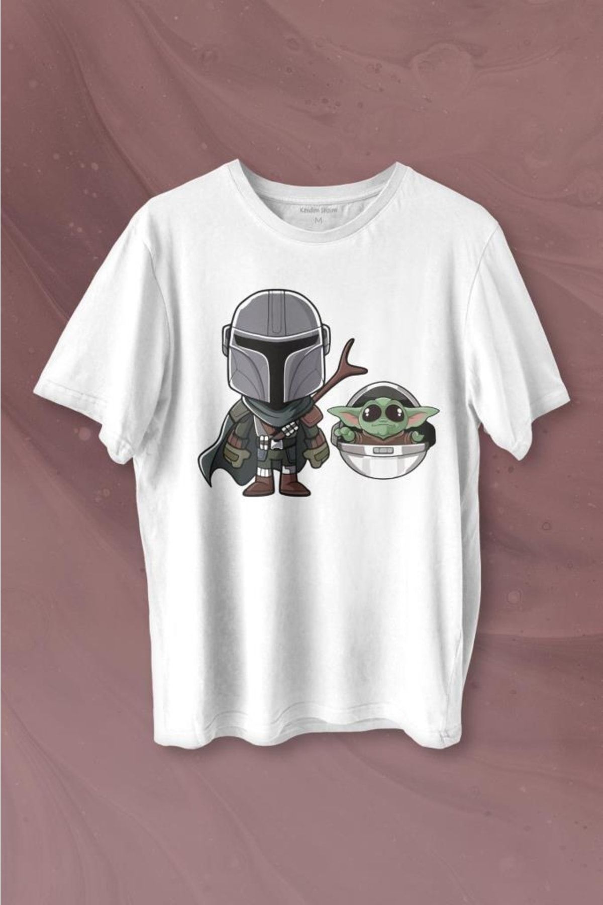 Kendim Seçtim Baby Yoda Mando Figür The Mandalorian Bebek Yoda Star Wars Baskılı Tişört Unisex T-shirt
