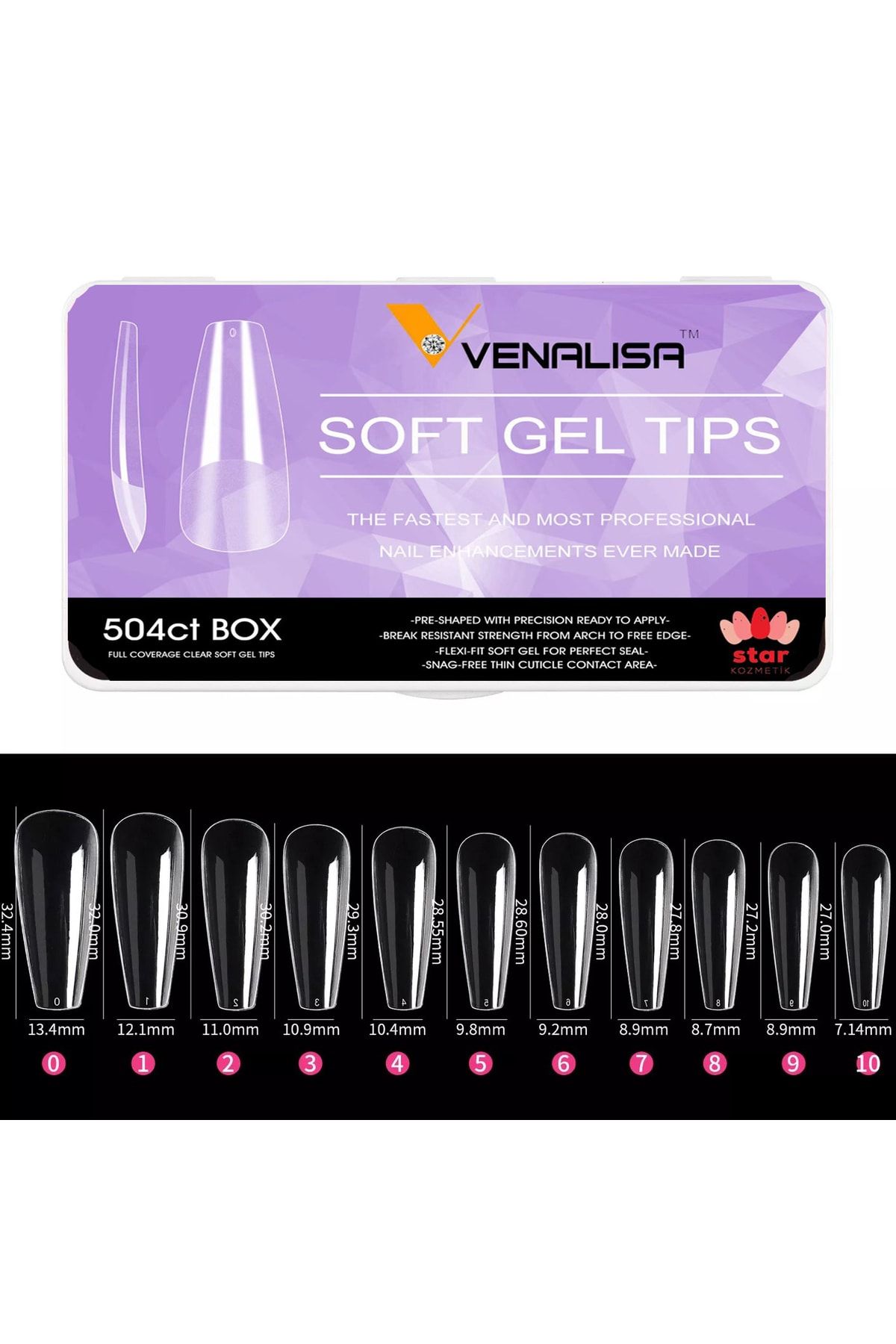 Venalisa Soft Gel Tips Yeni Nesil Protez Tırnak Jel Tips 504 Adet Komple Mat