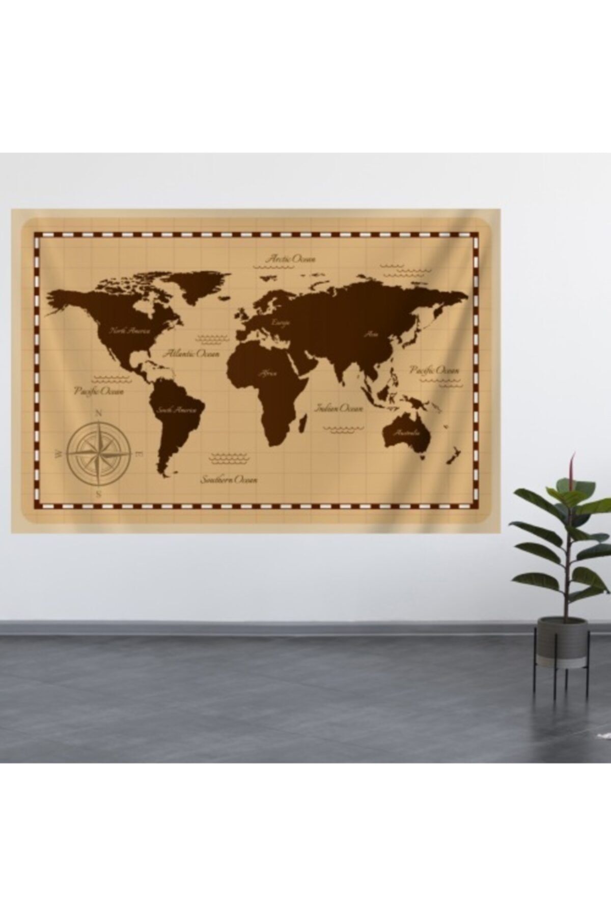 ALAMODECOR Dünya Haritası Duvar Örtüsü (70x100, 100x140, 140x200