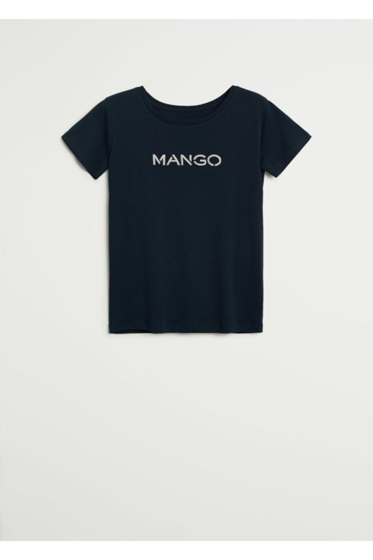 MANGO Kadın Lacivert Pamuklu Logolu T-Shirt