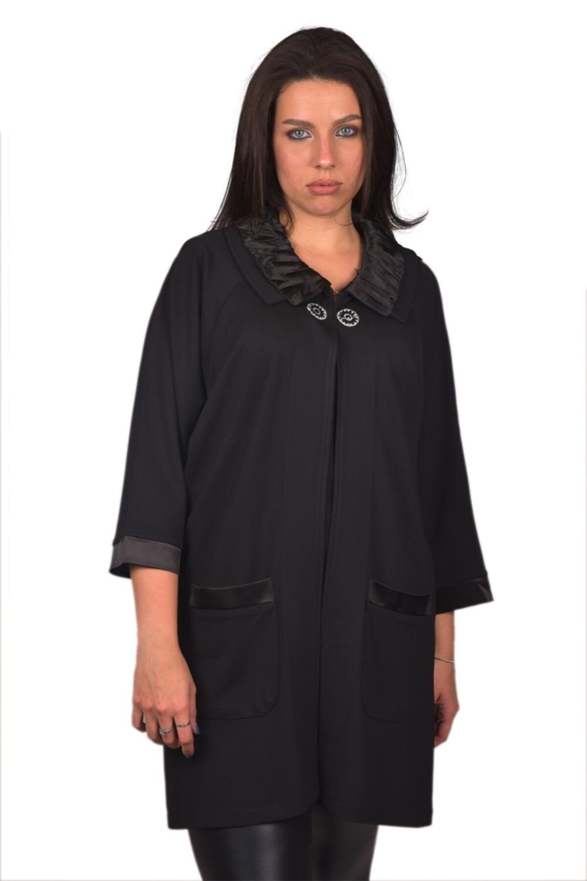 Ultimod Siyah Baskılı Büyük Beden Kadın Ceket Ult565