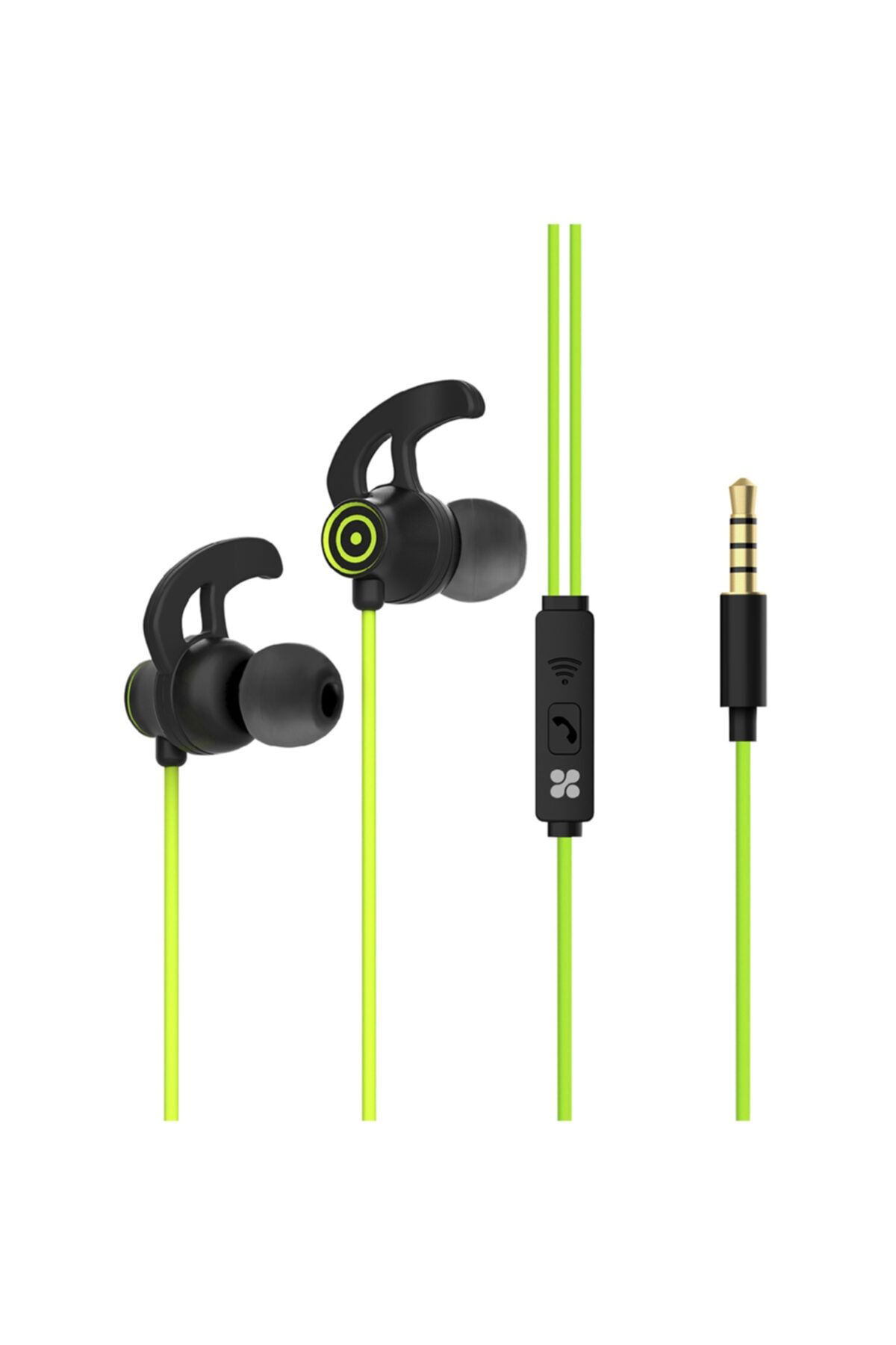 Promate Kulaklık Kablolu Kulak Içi Mikrofonlu Ter Geçirmez Gürültü Önleme Yeşil