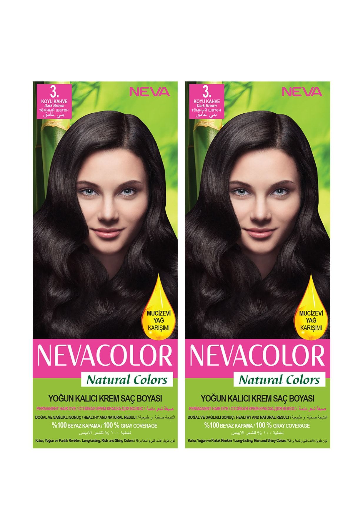 Neva Color Natural Color Saç Boyası 3 Koyu Kahve 2'li Set