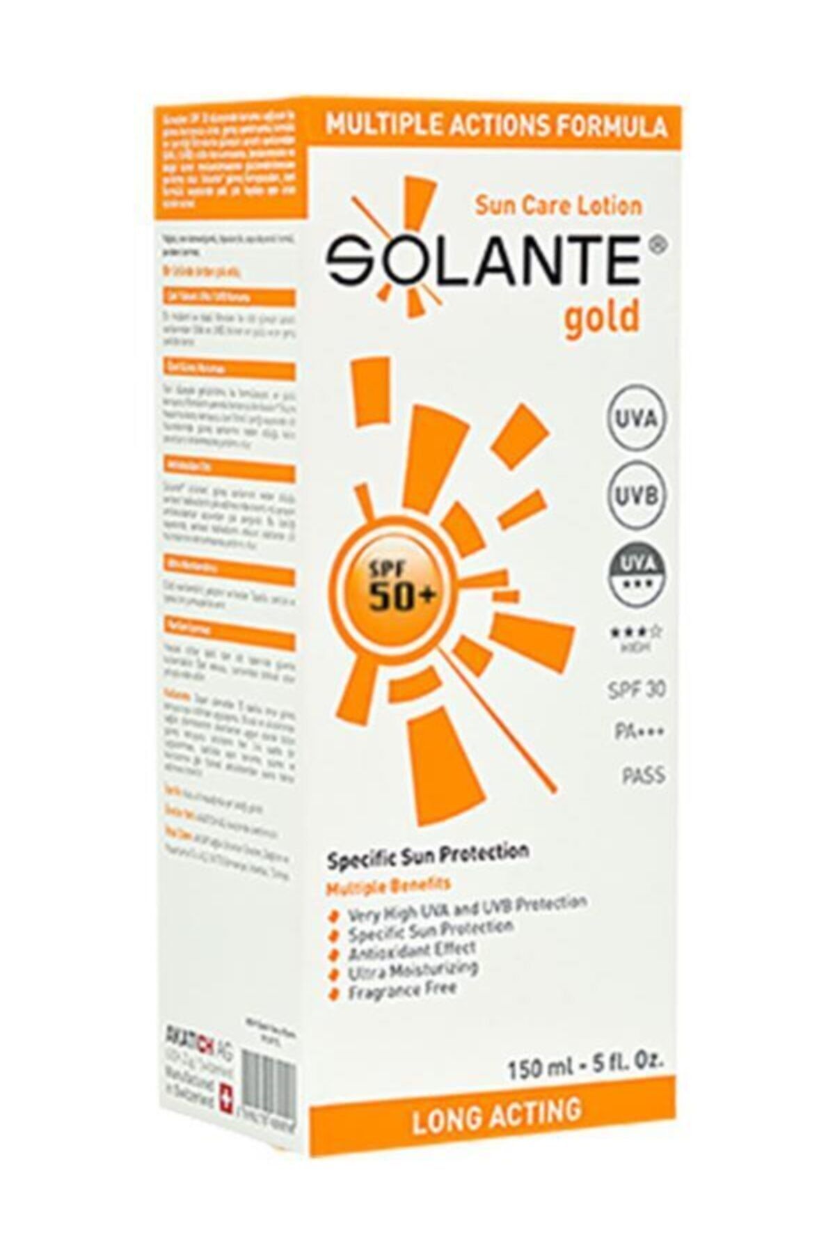 Solante Gold Spf50+ Güneş Koruyucu Losyon 150ml | Yağsız, Suya Dayanıklı