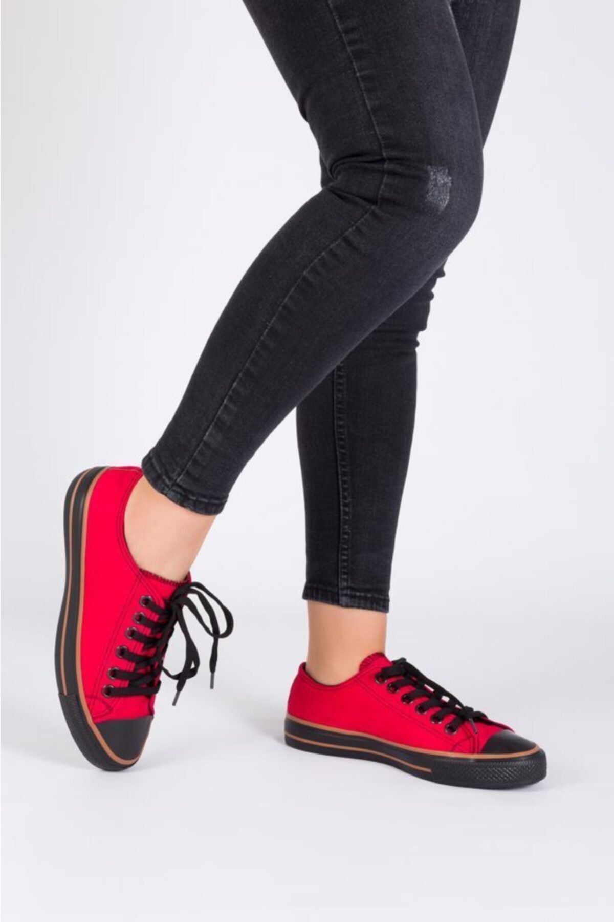 Espardile Kadın Kırmızı Lüks Süet Spor Ayakkabı