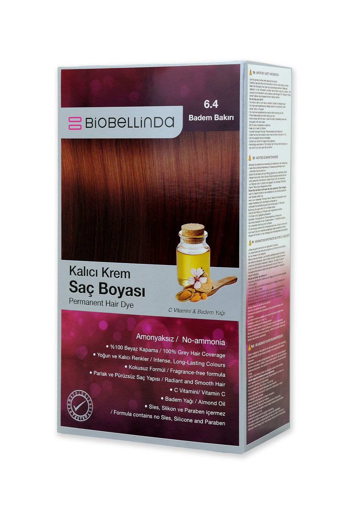 BioBellinda Amonyaksız Kalıcı Krem Saç Boyası - 6.4 Badem Bakırı