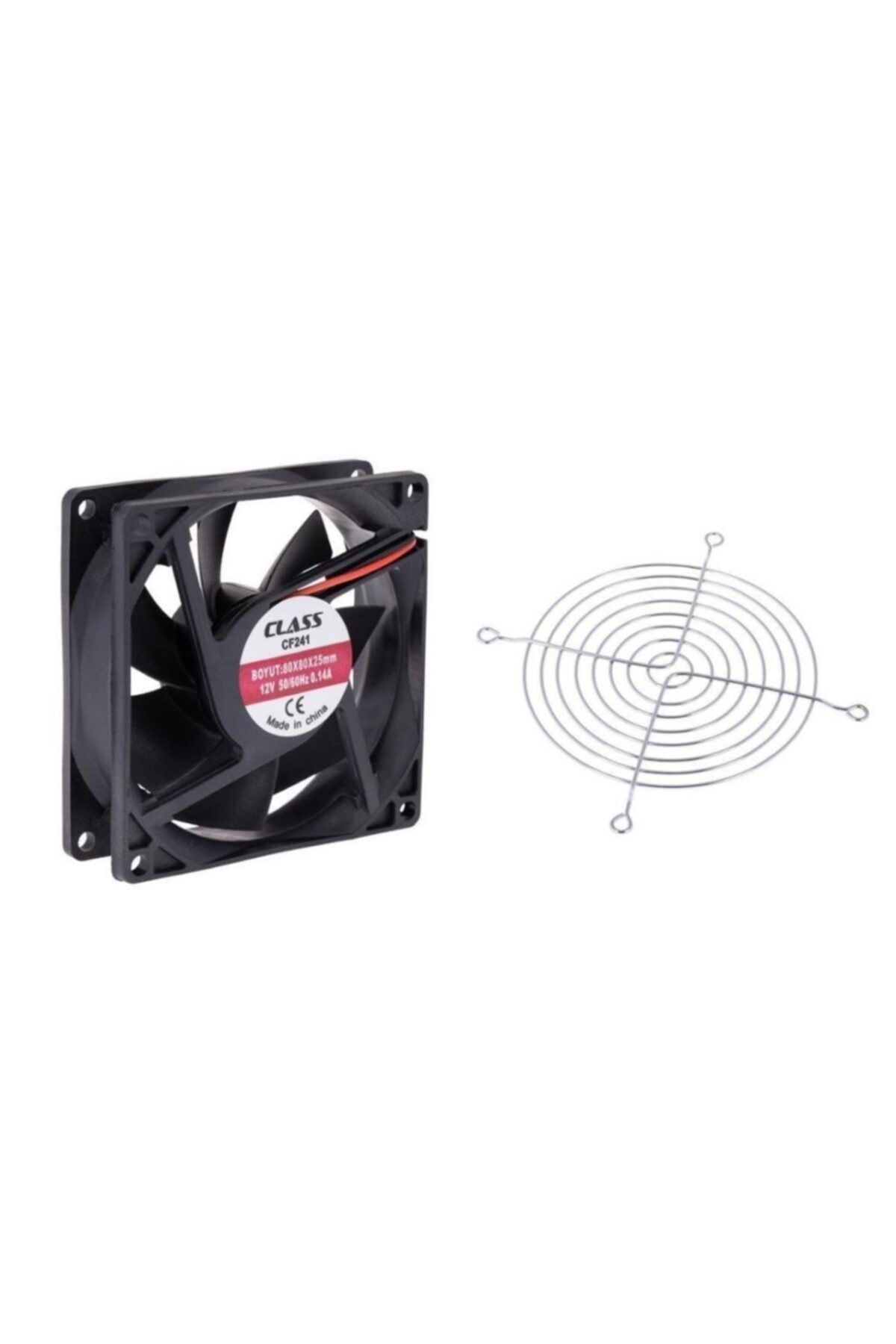 Class 80x80x25mm Dc 12volt Fan + Metal Koruma