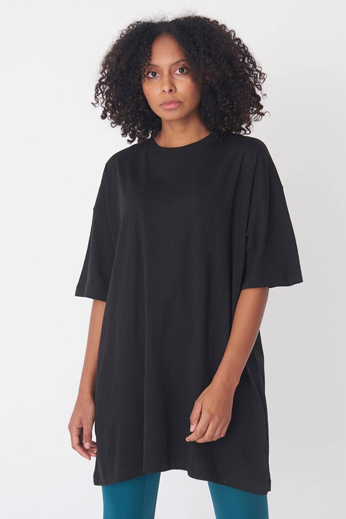 Addax Kadın Siyah Oversize Tişört P0731 - G6 - K7 ADX-0000020596
