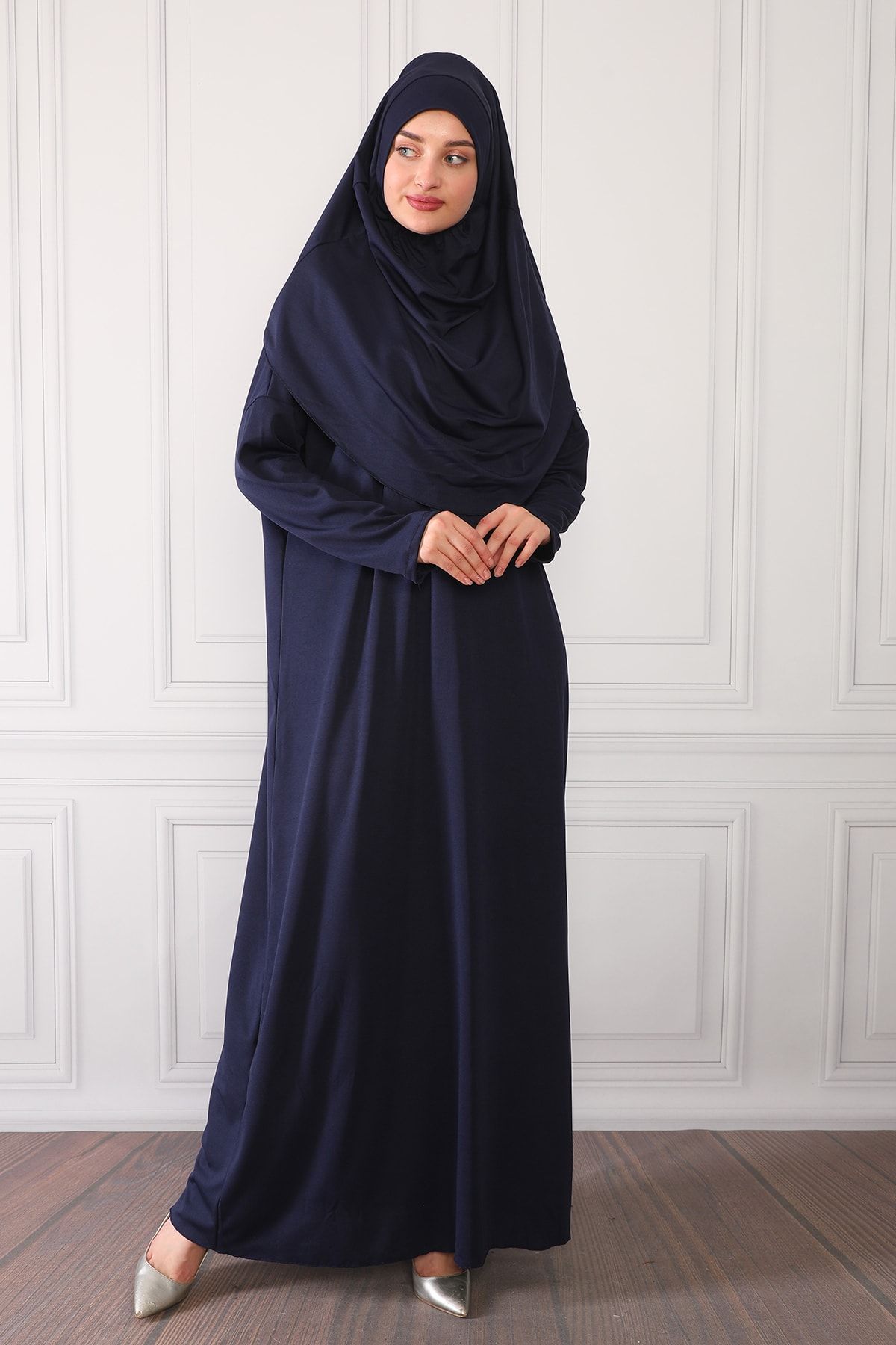ASLINUR GİYİM Tek Parça Kadın Lacivert Namaz Elbisesi