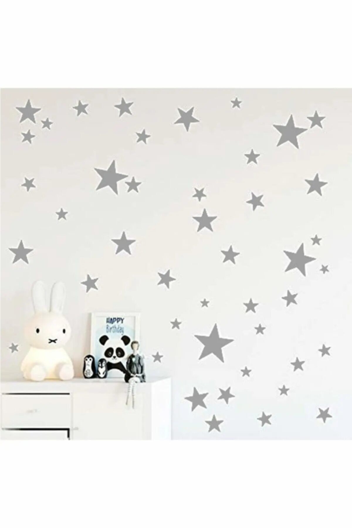Walldeco Gri Yıldız Duvar Sticker 3-4-5 cm 144 adet