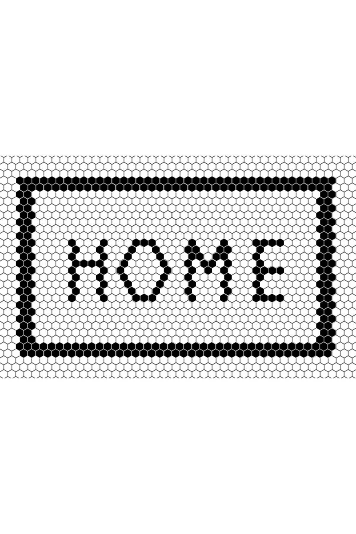 Missia Home Heksagon Serisi Ekru Zemin Siyah Home Yazılı Halı
