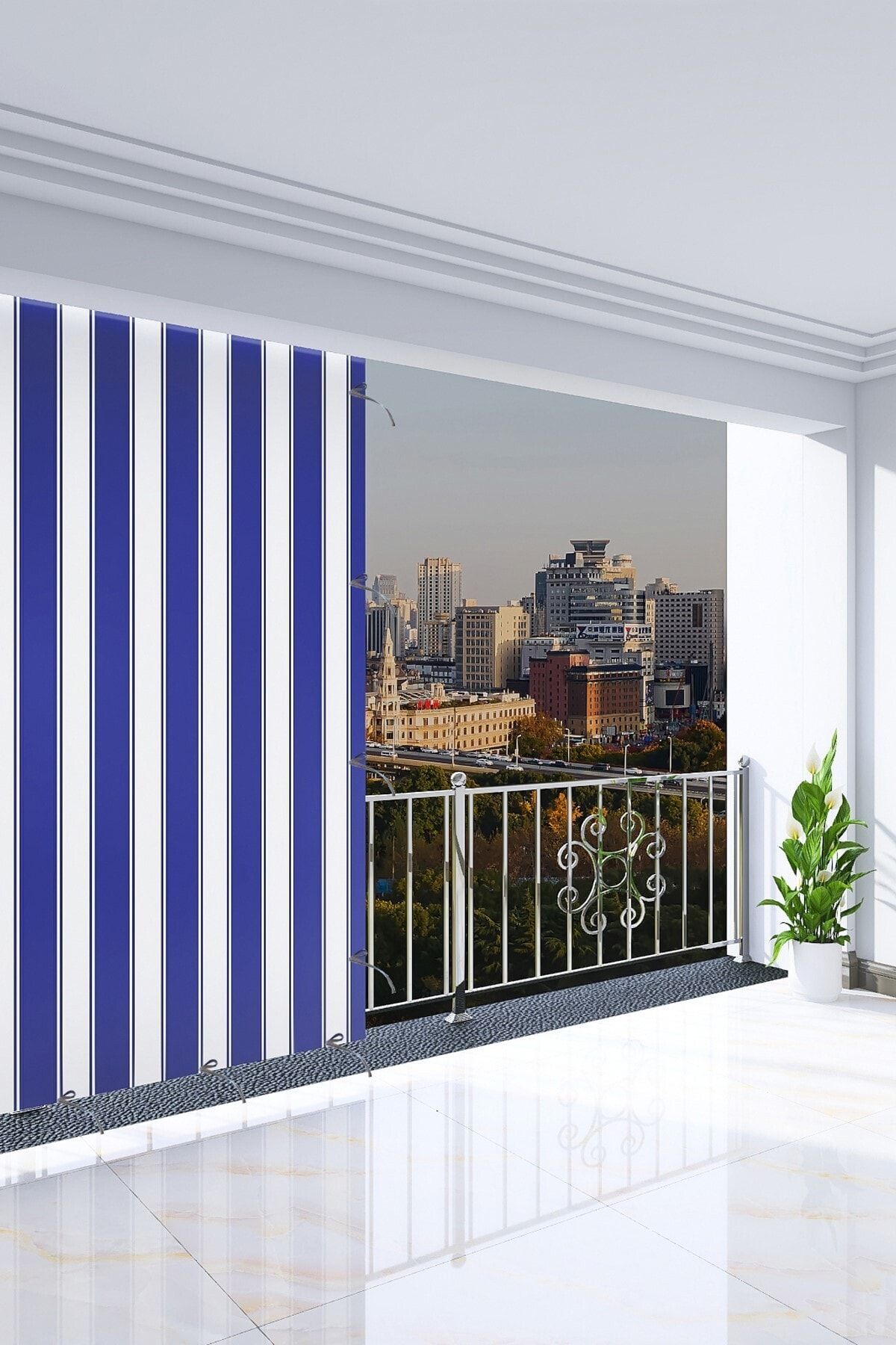 AL-CA HOME Balkon Güneşlik Brandası, 300 X 270 Mavi Renkli. Balkon Perdesi