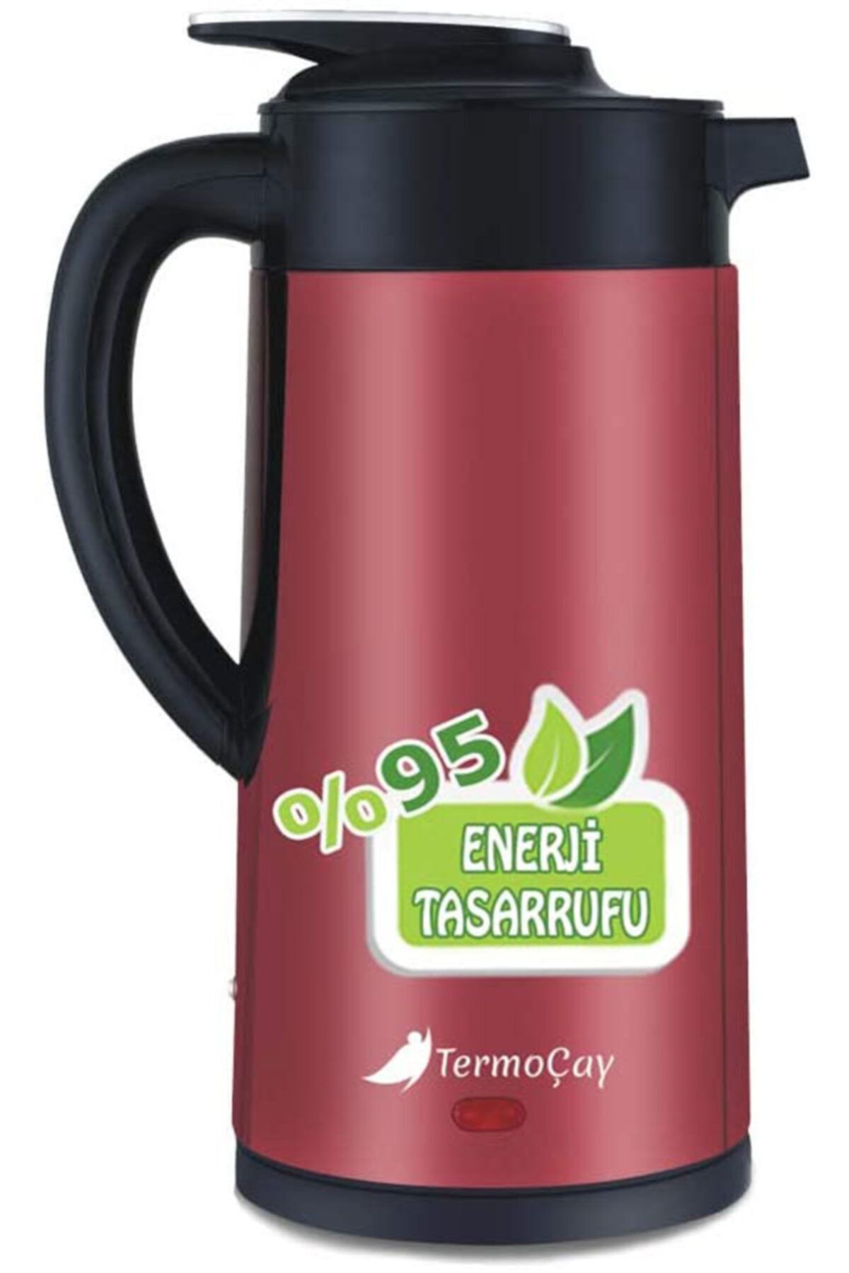 Shibo Termoçay Termos Özellikli Su Isıtıcı Kettle Çay Makinesi Kırmızı