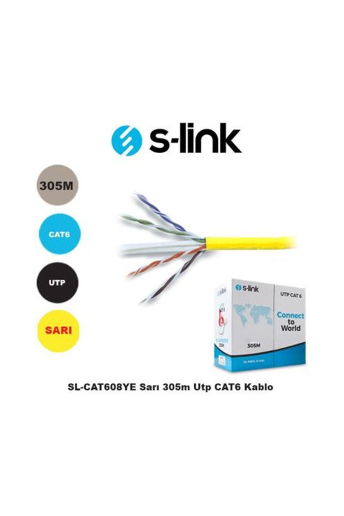 S-Link S-link SL-CAT608YE Sarı 305m Utp CAT6 Kablo