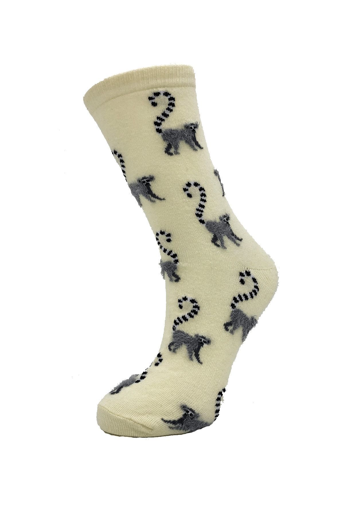 Şerif Tüylü Desenli Penye Kadın Çorabı