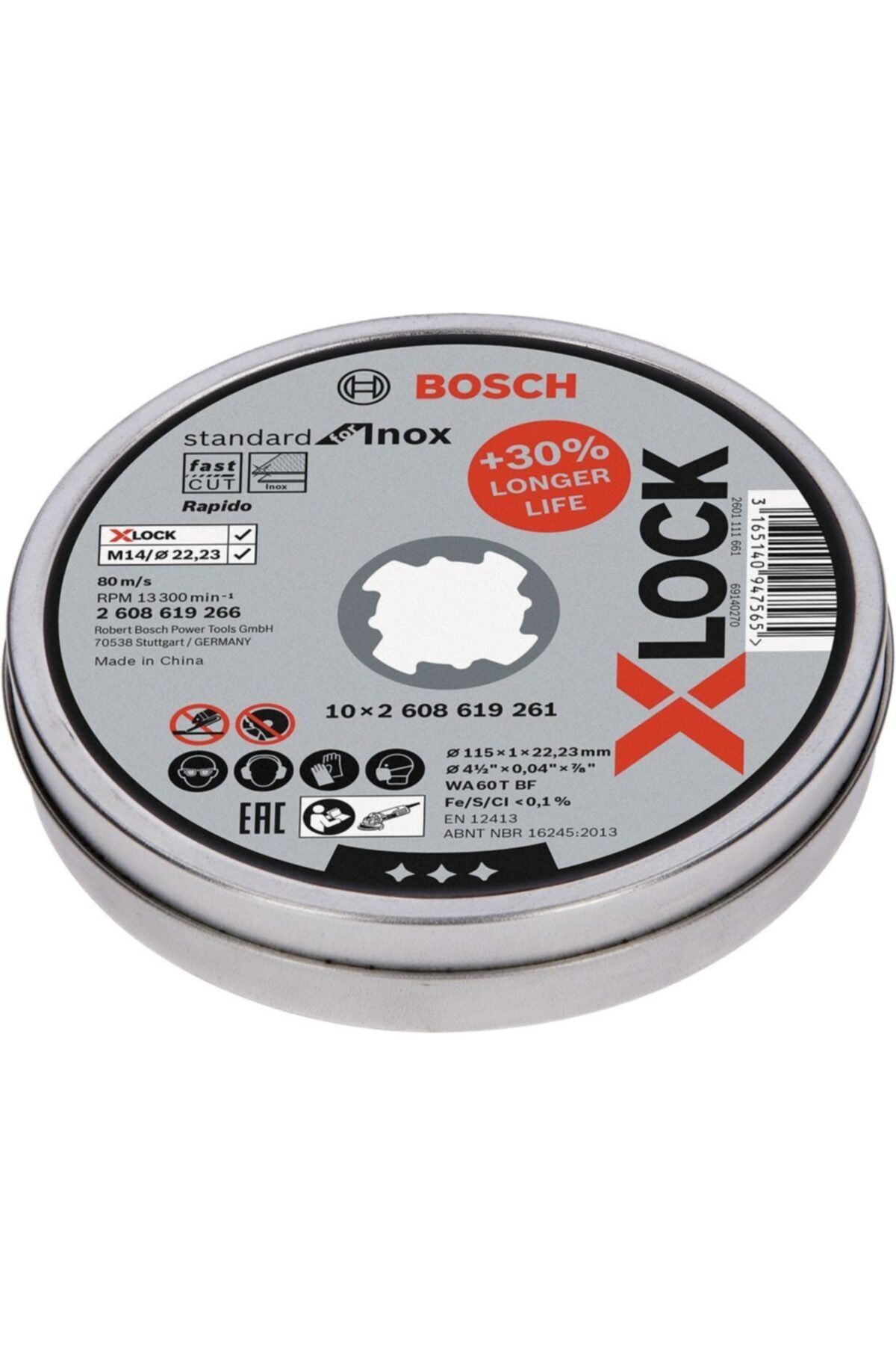 Bosch - X-lock - 115*1,0mm Standard Seri Düz Inox (paslanmaz Çelik) Kesme Diski (taş) - Rapido 10'lu