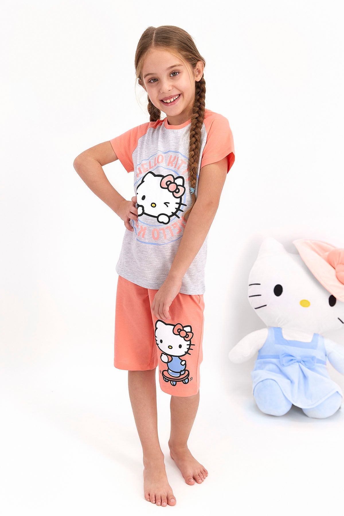Hello Kitty Kız Çocuk Turuncu Kapri Takım