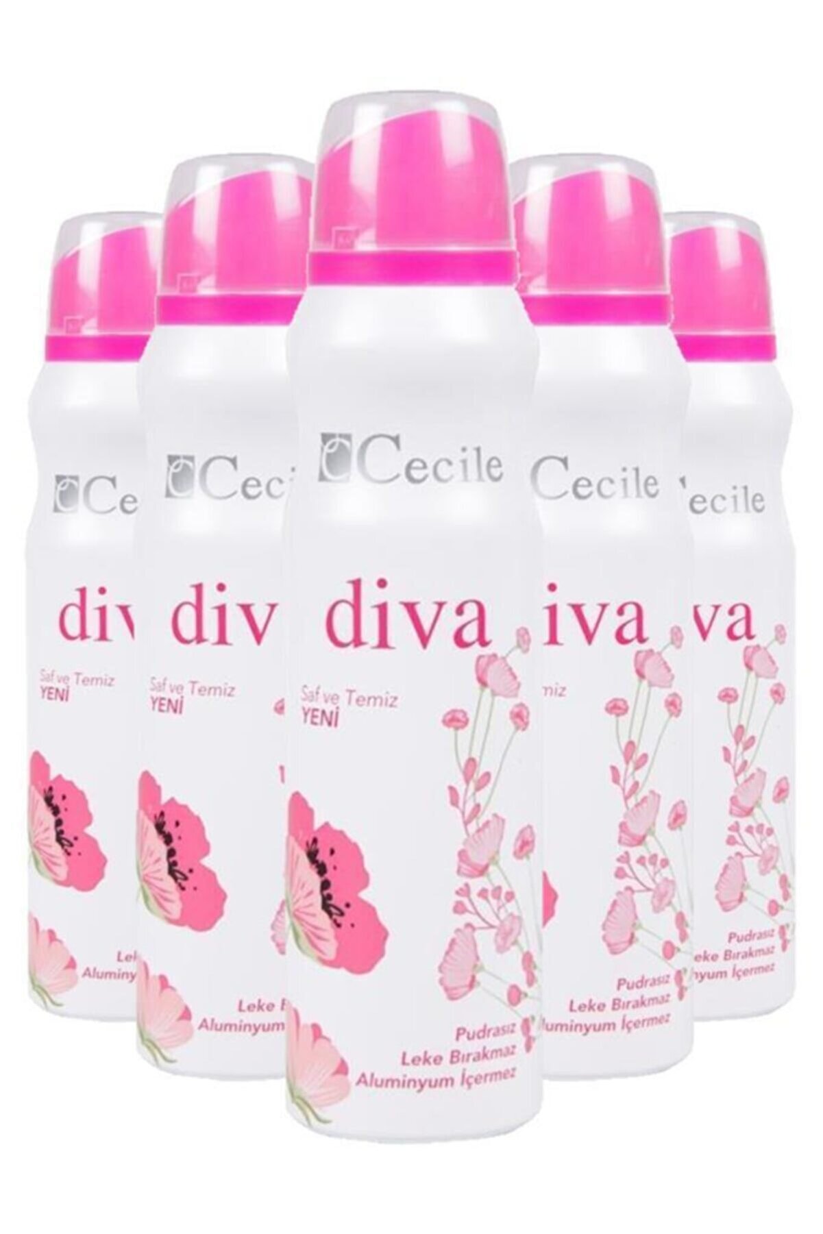 Cecile Diva 150 ml Beyaz Kadın Deodorant 5 Adet