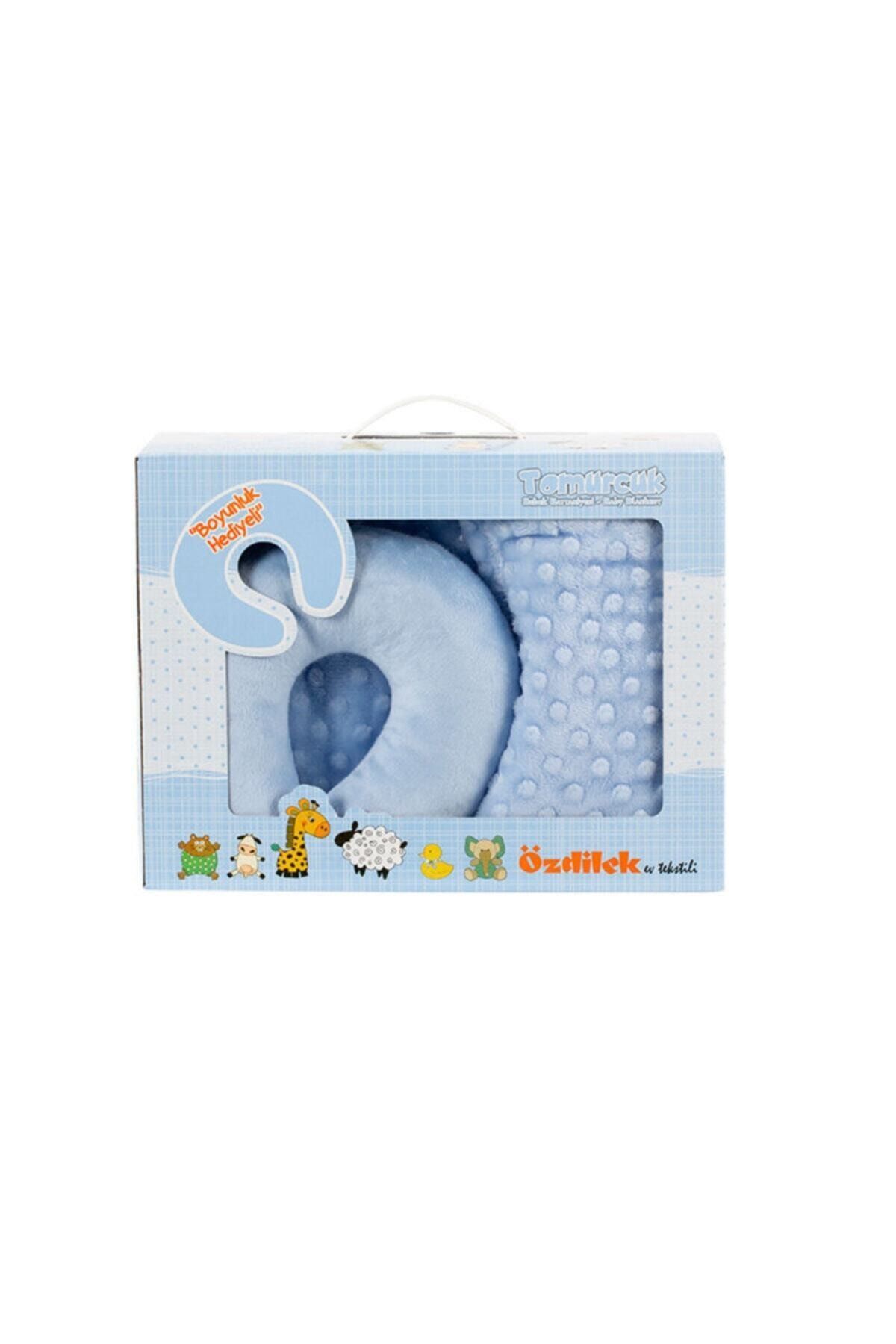 Özdilek Tomurcuk Boyun Yastıklı Bebek Battaniyesi Mavi 90x110