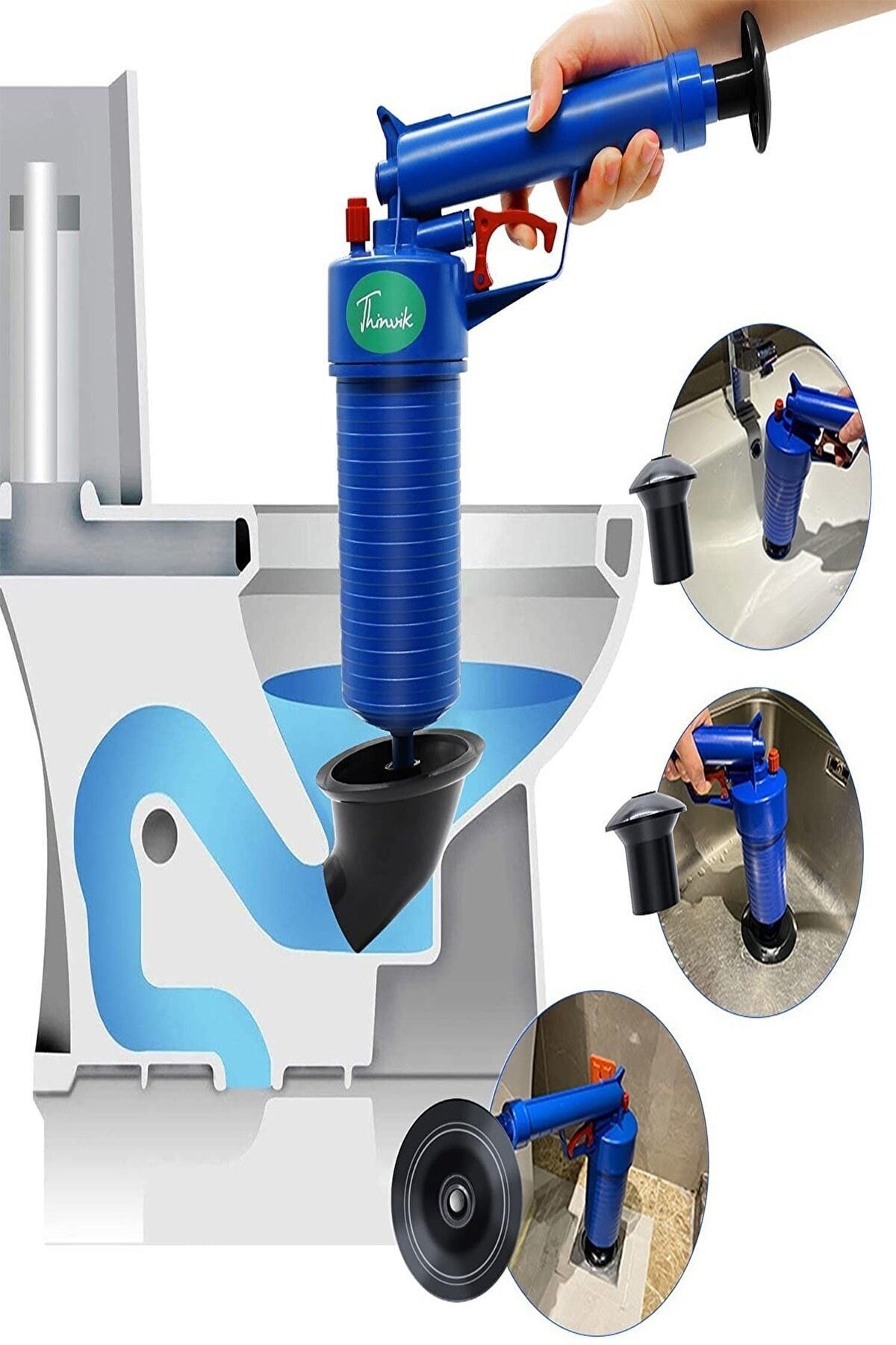 JUNGLEE Lavabo Açıcı Pompa Tuvalet Banyo Klozet Yüksek Basınçlı Hava Püskürtücü Temizleyici Piston