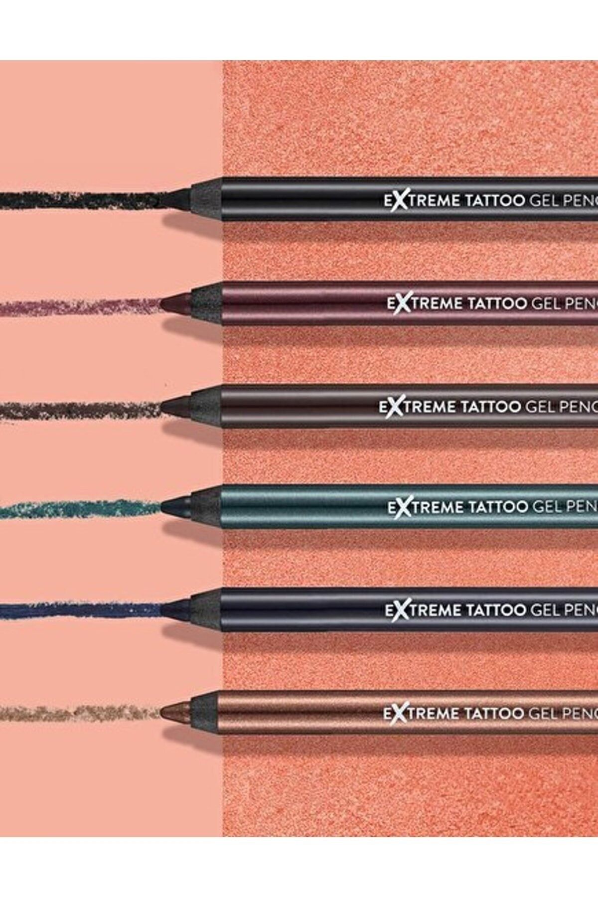 Flormar Extreme Tattoo Gel Pencil 6'lı Set Glitzy Brown, Walnut, Deep Green, Intense Blue, Very Berry, Onyx