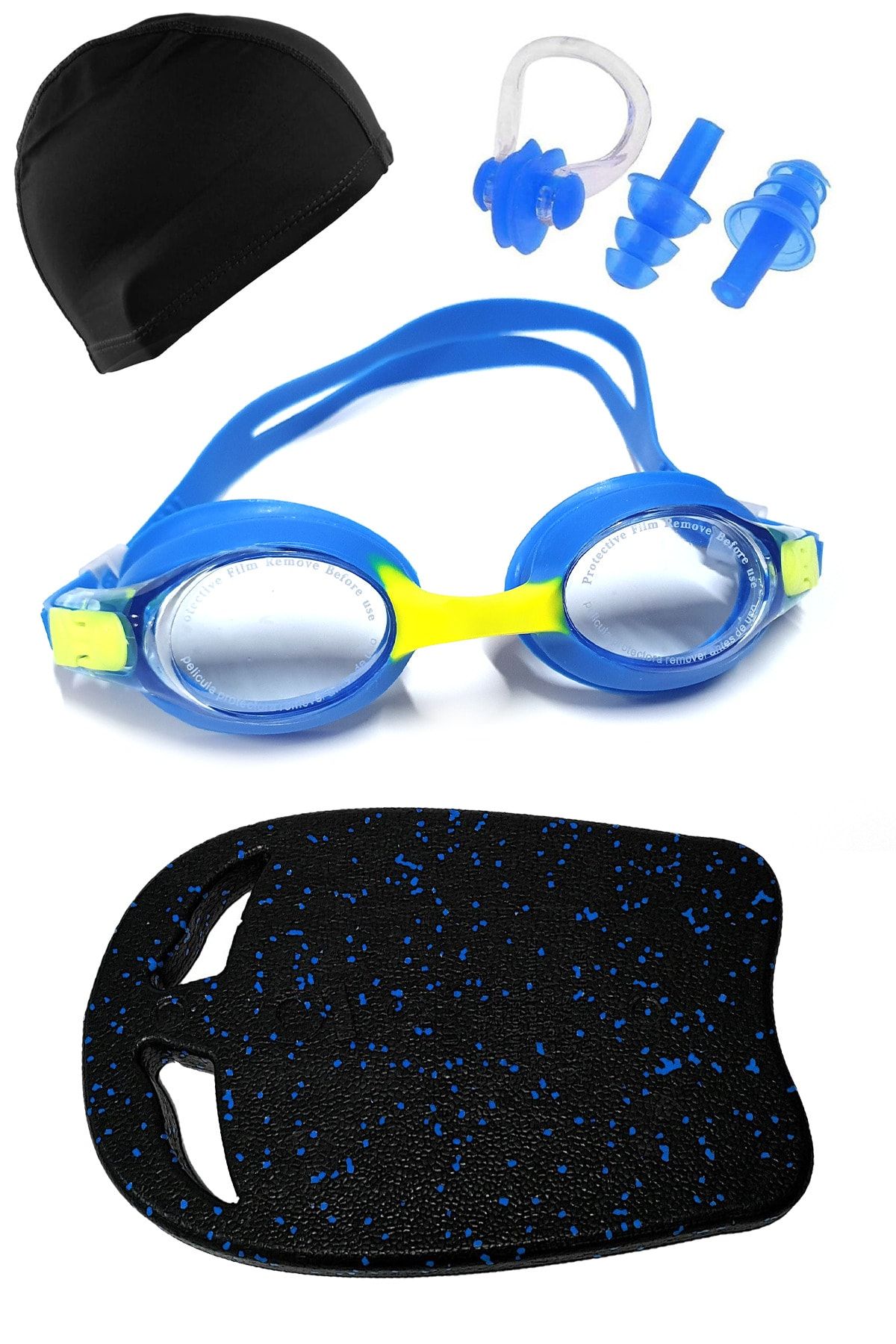 Tosima Premium Çocuk Yüzücü Havuz Seti Gözlük Bone Yüzücü Tahtası Kulak Tıkacı Ve Burun Klipsi Seti