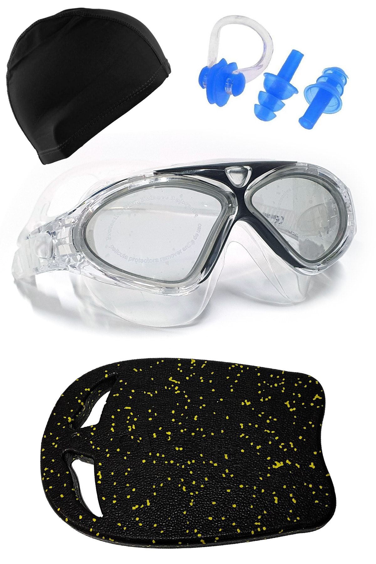 Tosima Su Almaz Vakumlu Gözlük Likra Bone Kulak Tıkacı Burun Klipsı Ve Yüzücü Tahtası Yetişkin Yüzücü Seti