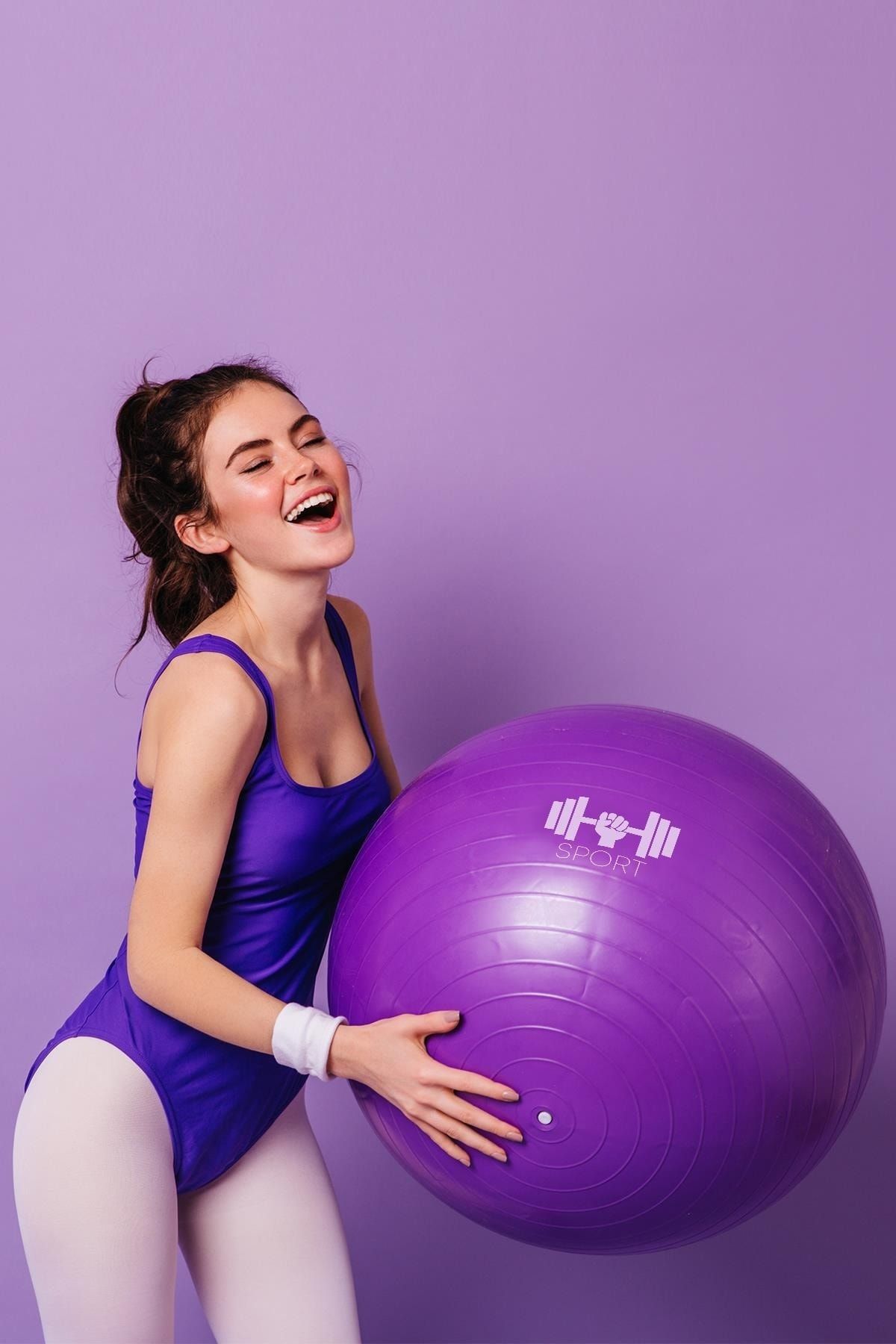 Hsport Dayanıklı Yüksek Kalite 65 Cm Fitilli Pilates Topu Ve Pompa Seti Denge,aerobik,yoga,fitness Topu