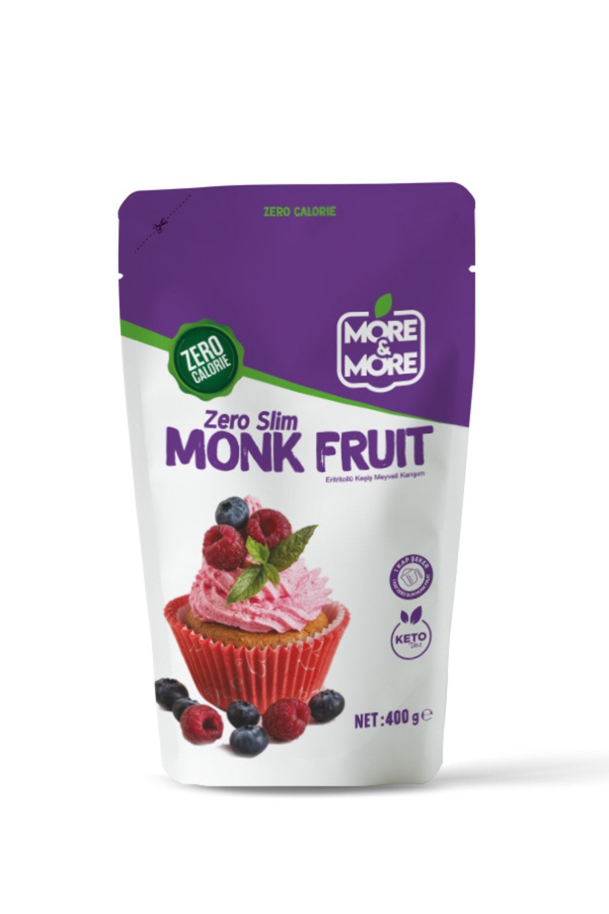 more&more Zero Slim Monk Fruit 400 G 1 Paket. Keto / Ketojenik Diyete Uygundur.
