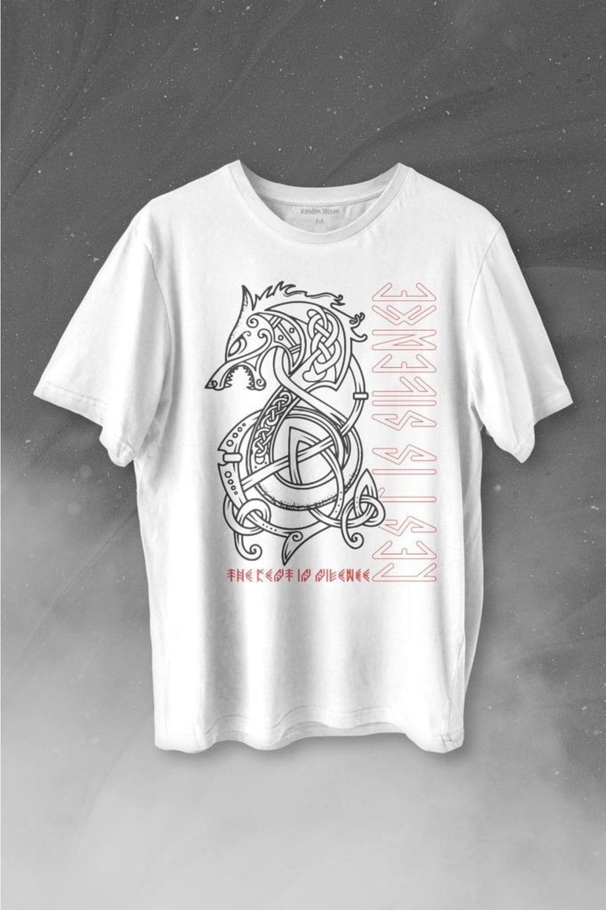 Kendim Seçtim Viking Fenrir Wolf Vikings Kurt Kafa Street Baskılı Tişört Unisex T-shirt
