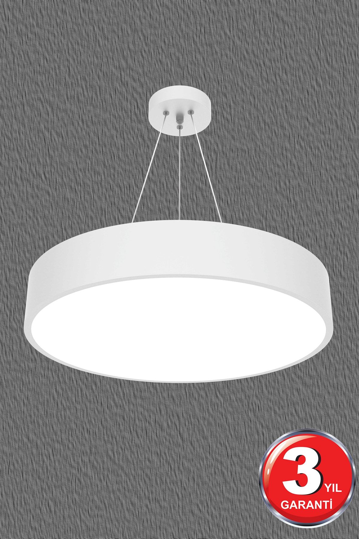 Hegza Lighting Drum 40cm (BEYAZ KASA, GÜN IŞIĞI) Ledli Modern Led Avize, Salon, Mutfak, Oturma Yatak Odası, Sarkıt