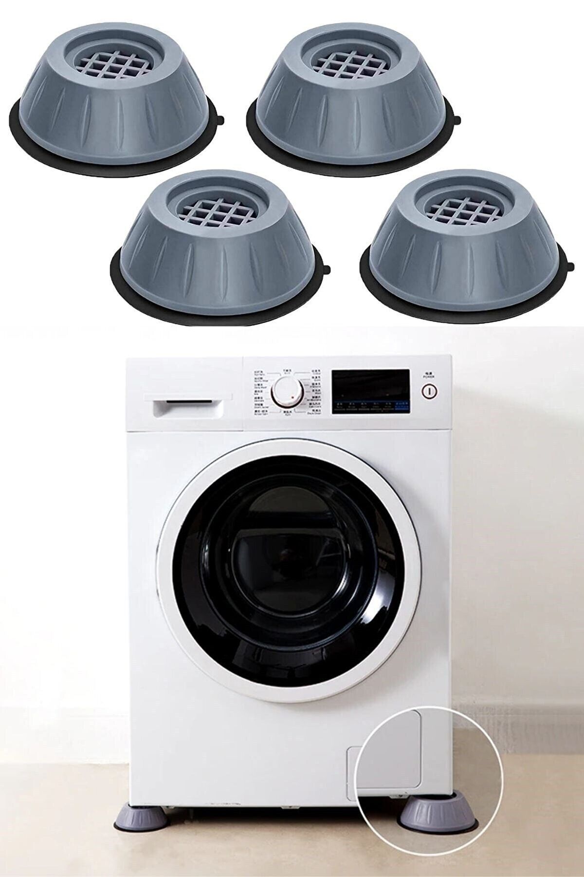 Genel Markalar Çamaşır Makinesi 4lü Set Sarsıntı Titreşim Ses Önleyici Kaydırmaz Ayak