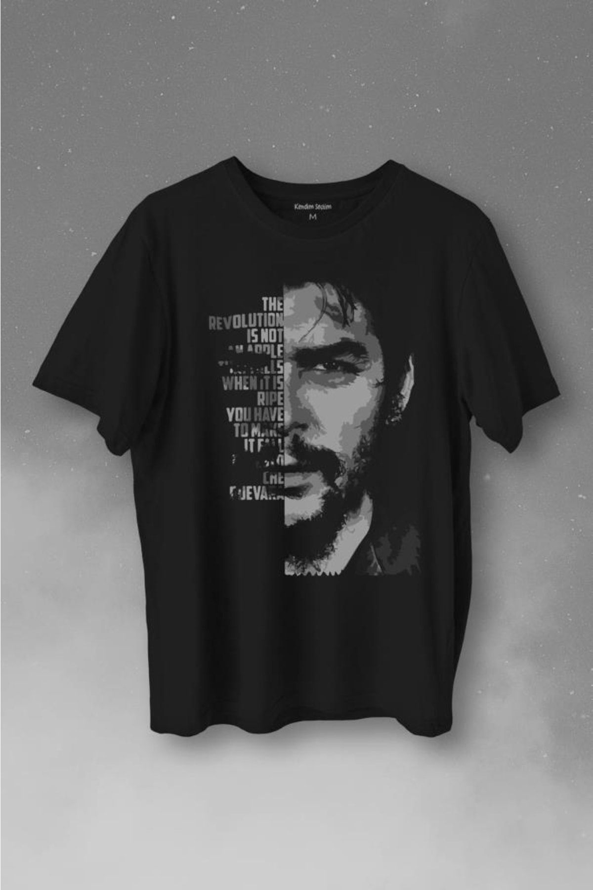 Kendim Seçtim Metal Poster Ernosto Che Guevara Hafl Face Yarım Yüz Baskılı Tişört Unisex T-shirt