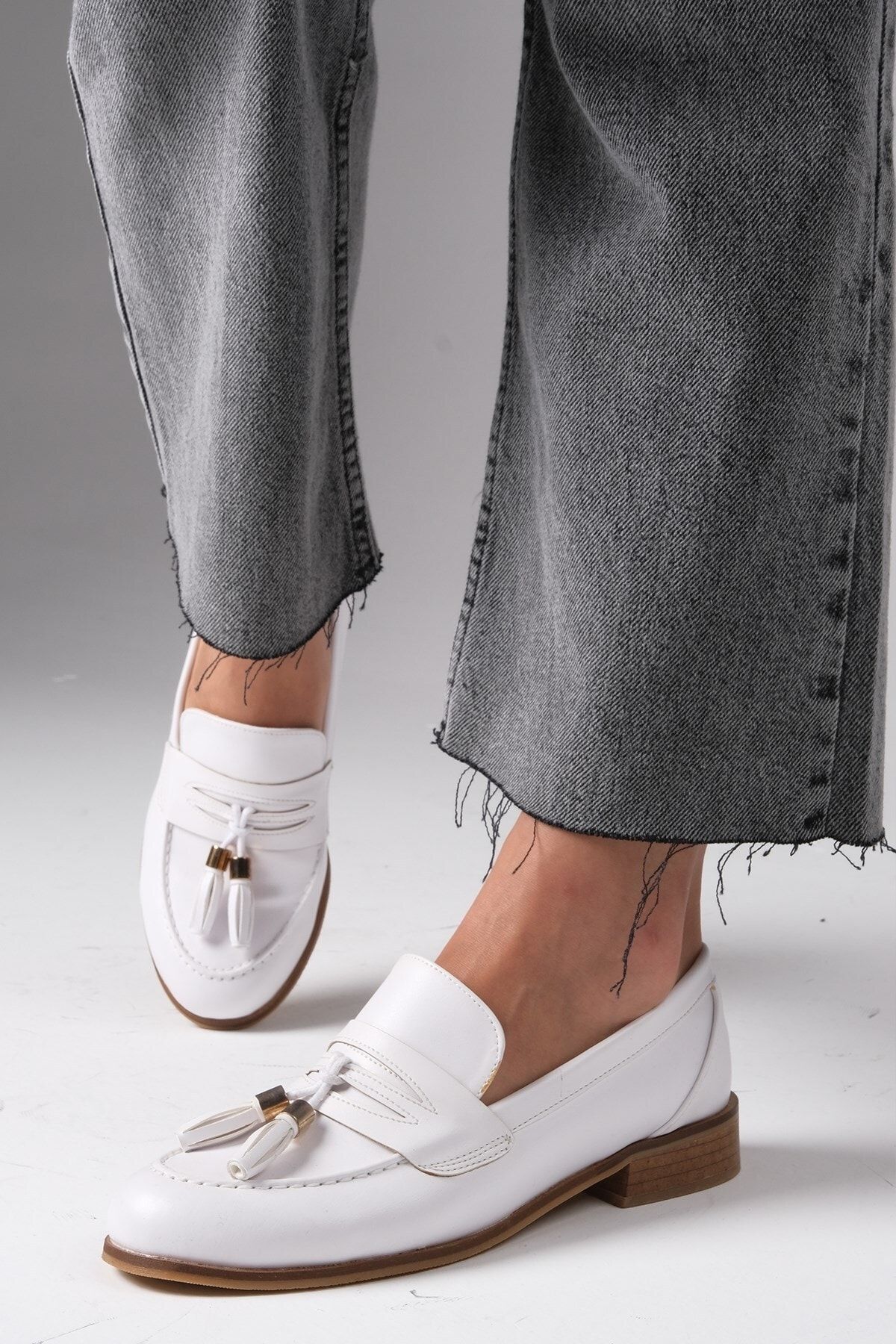 Mio Gusto Dylan Beyaz Renk Kadın Oxford Düz Ayakkabı