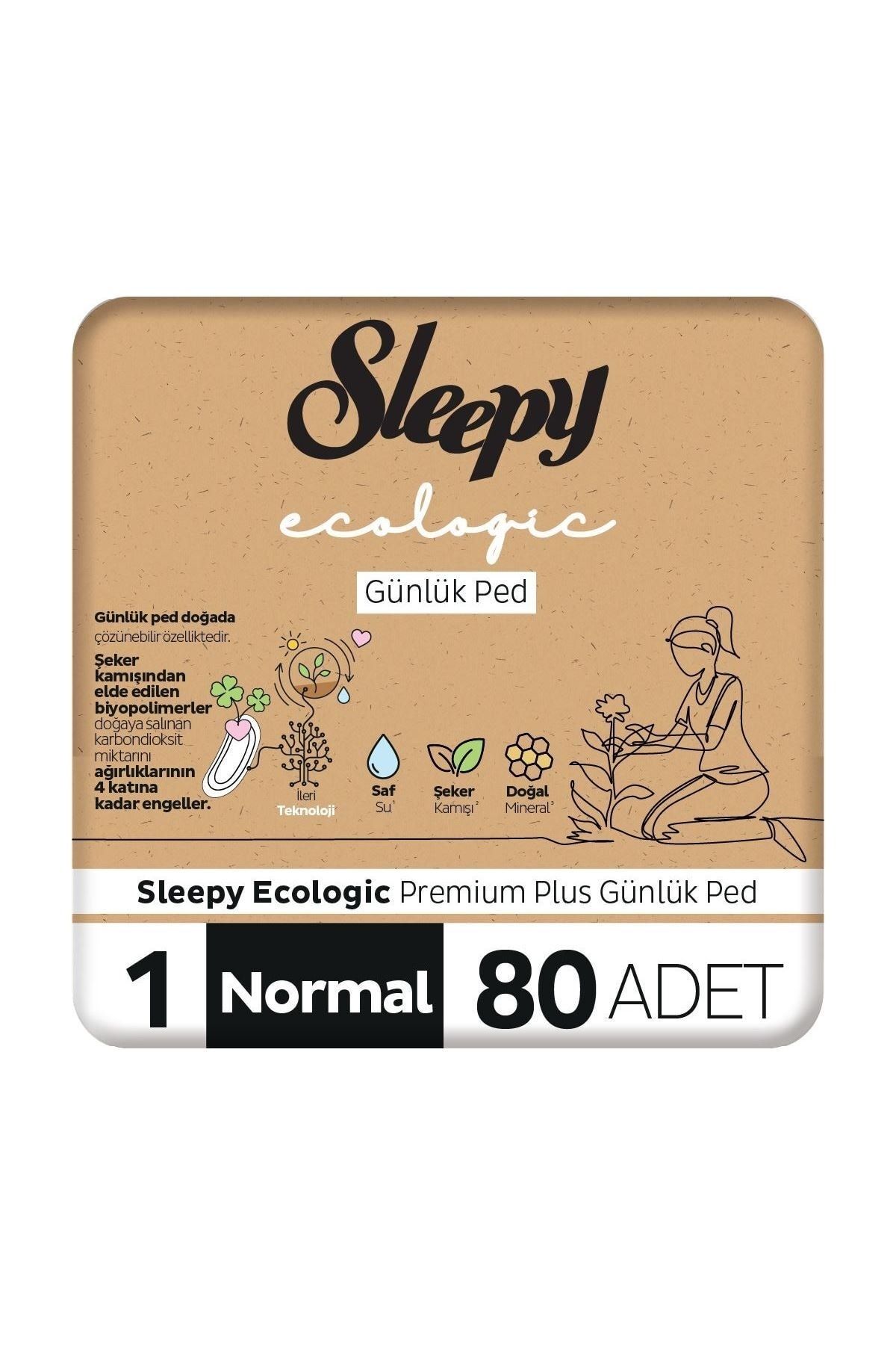 Sleepy Ecologic premium Plus Günlük Ped Normal 80 Adet Ped