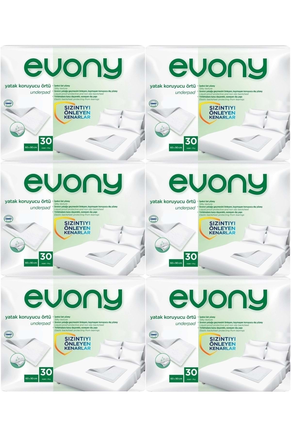 Evony Hasta Yatak Koruyucu Örtü 60*90cm 180 Adet (6PK*30) (KAYMAZ ÖZELLİKLİ)