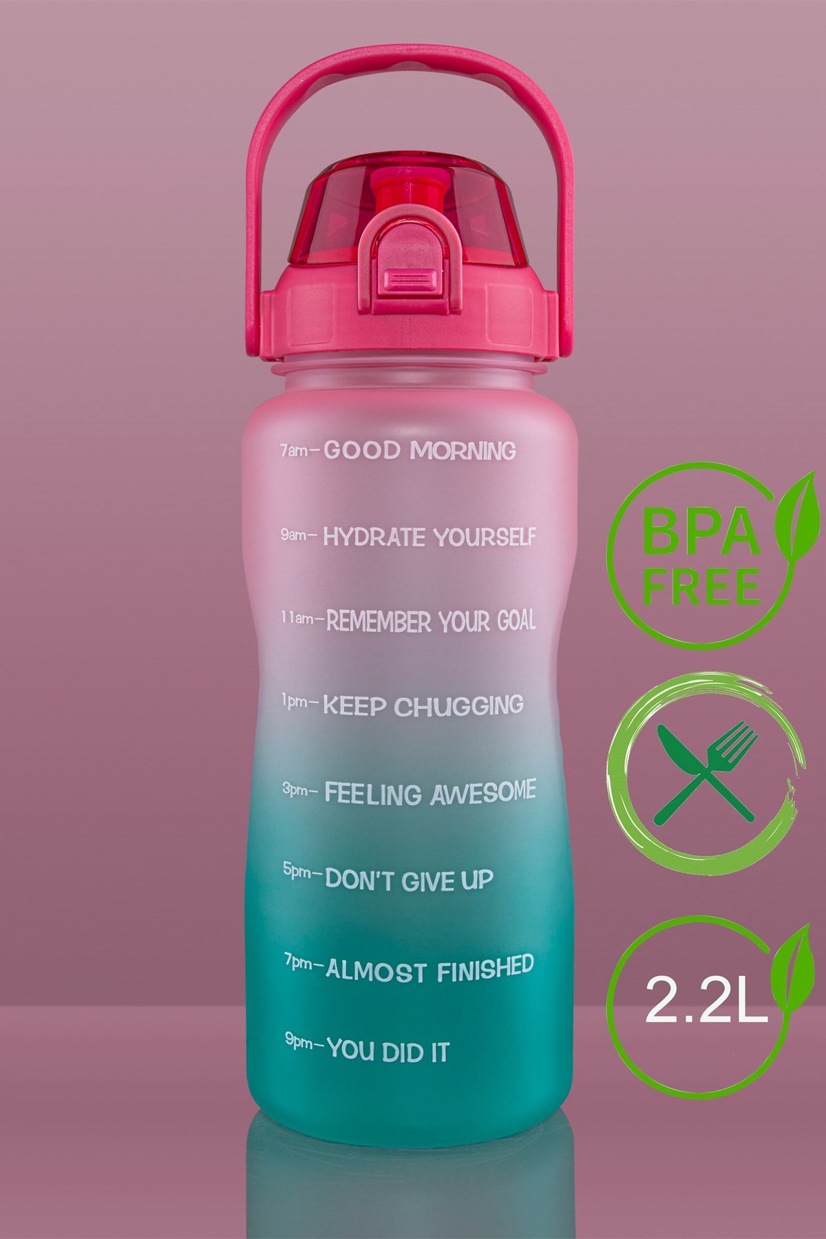 Walke Premium Bottle 2.2 Litre Motivasyonel Tritan Su Matarası Su Şişesi Suluk (BPA İÇERMEZ)