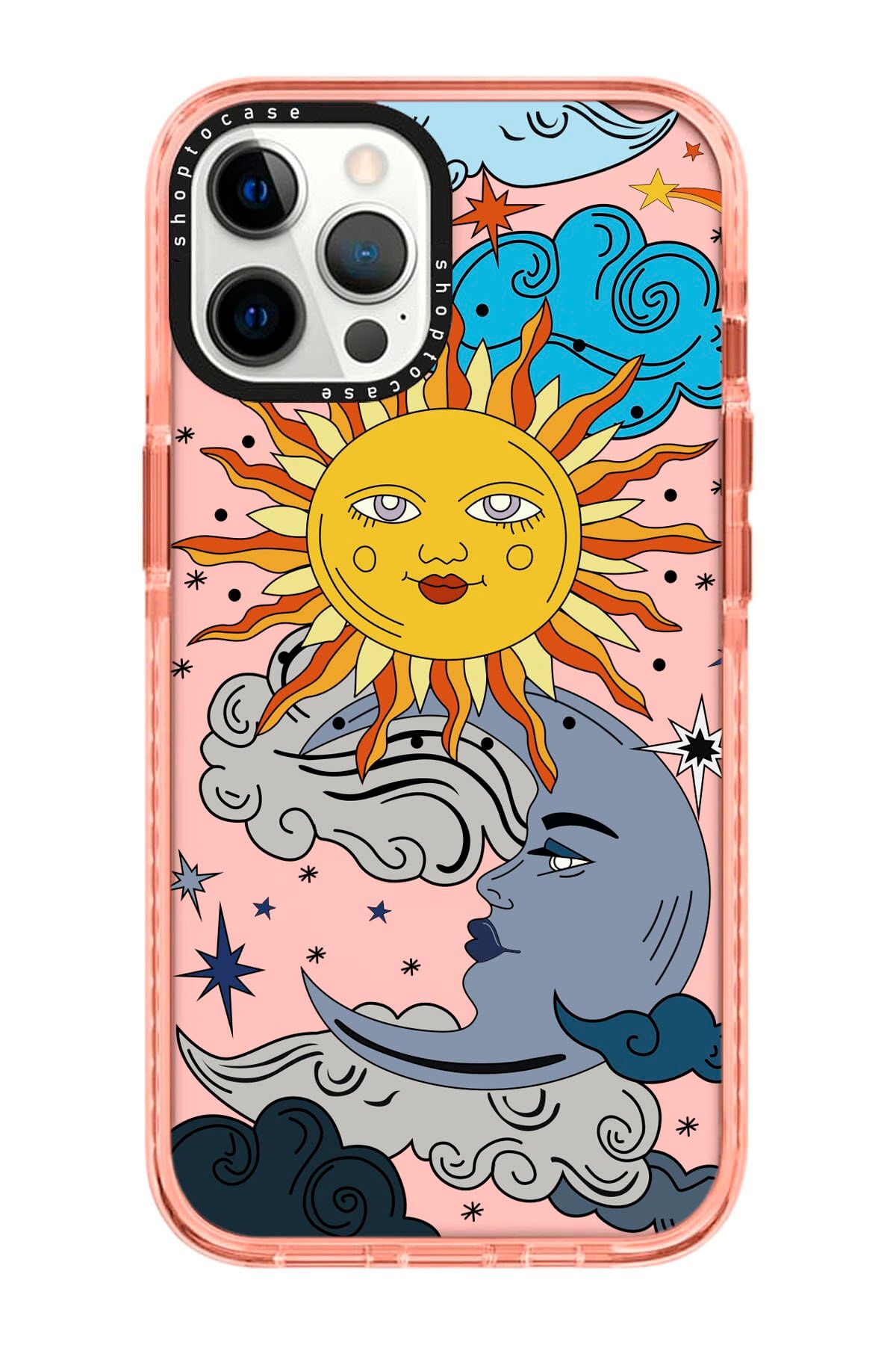 shoptocase Iphone 12 Pro Max Uyumlu Pembe Impact Güneş Ay Tasarımlı Telefon Kılıfı