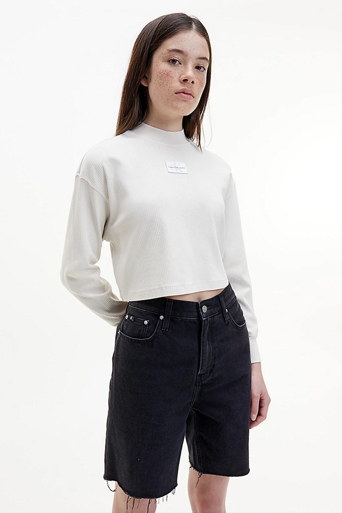 Calvin Klein Acıd Wash Rıb Long Sleeves Tee T-Shirt
