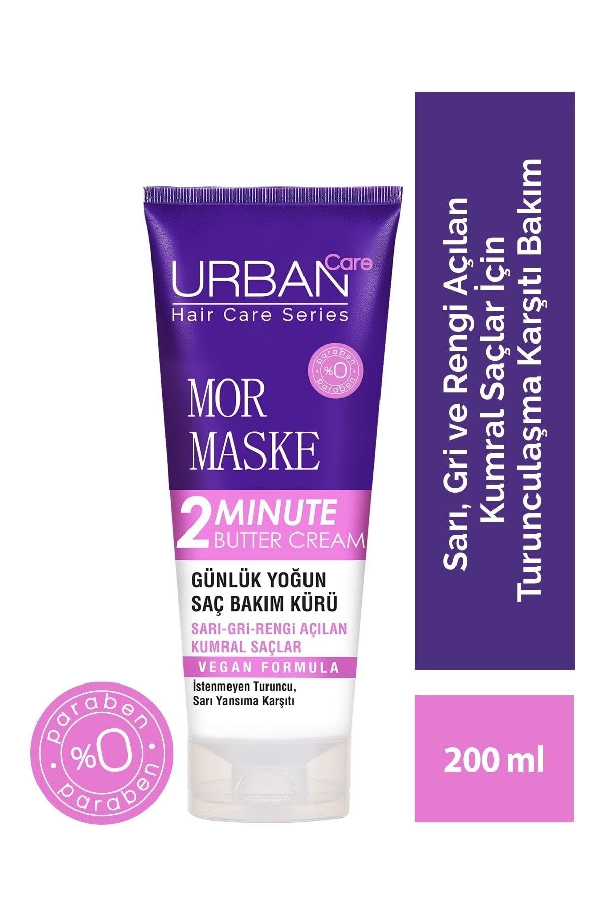 Urban Care Renk Düzenleyici Mor 2 Minute Butter Cream Yoğun Saç Bakım Maskesi 200 Ml …krem411