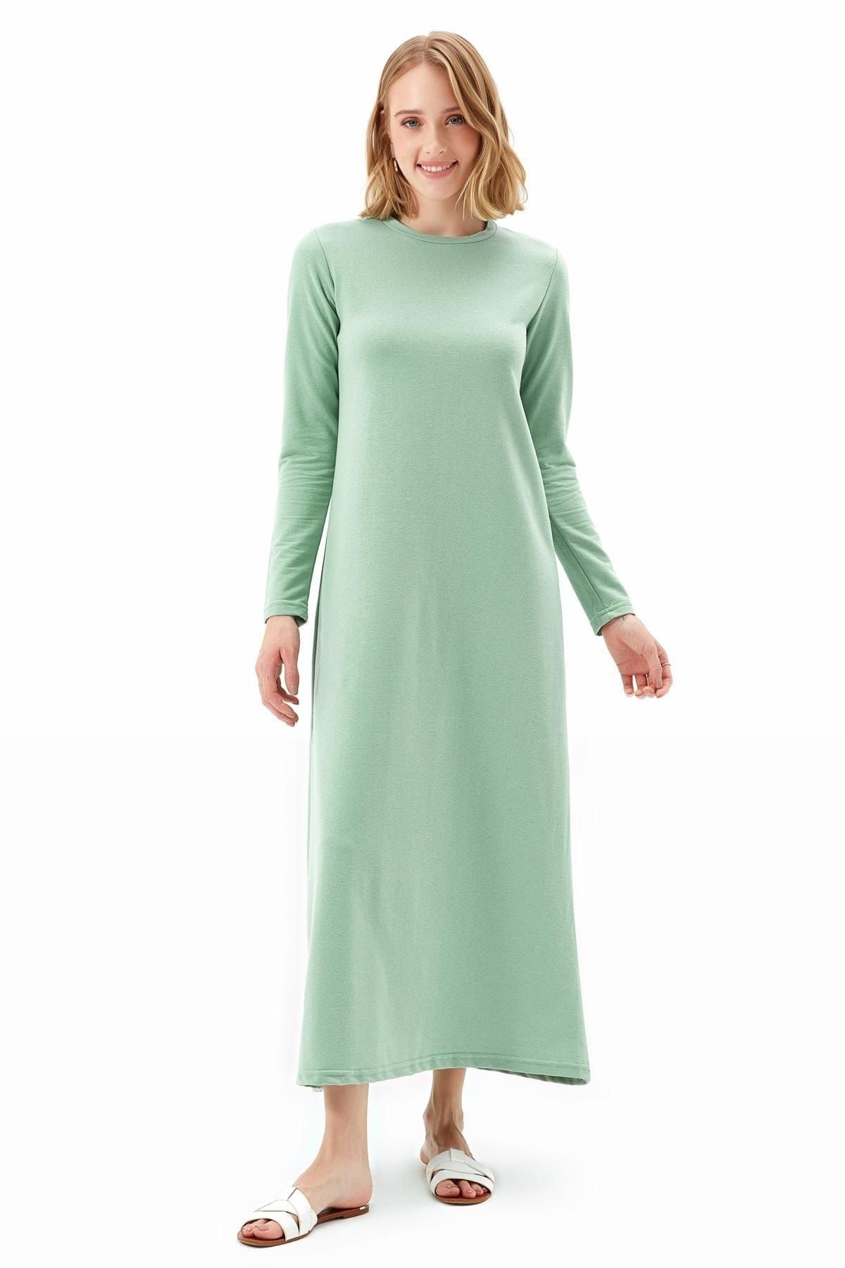 Muni Muni Doğal Kumaşlı Elbise-50424-mint