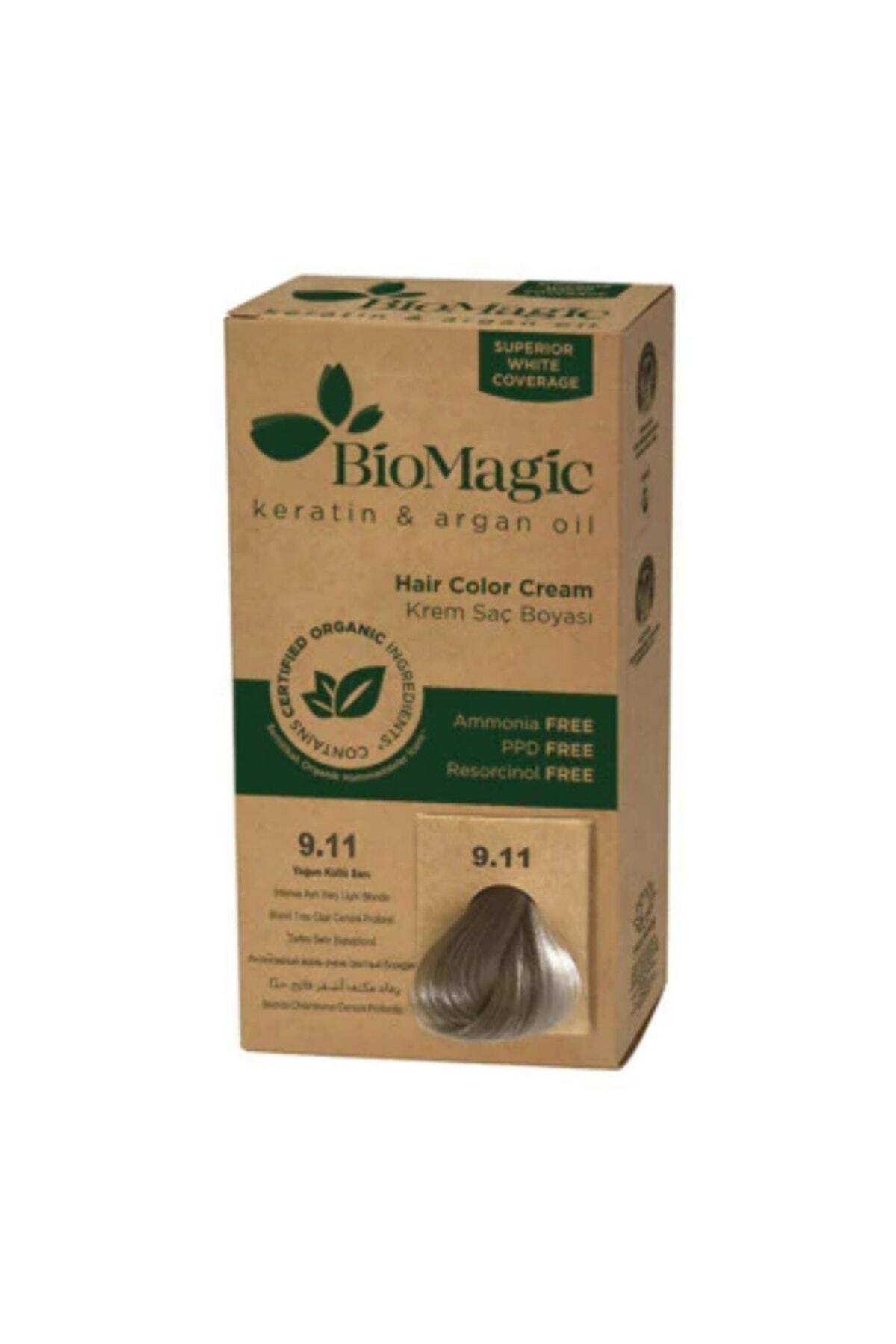 BioMagic Vegan Dogal Organic Yogun Küllü Sarı 9.11 Krem Saç Boyası
