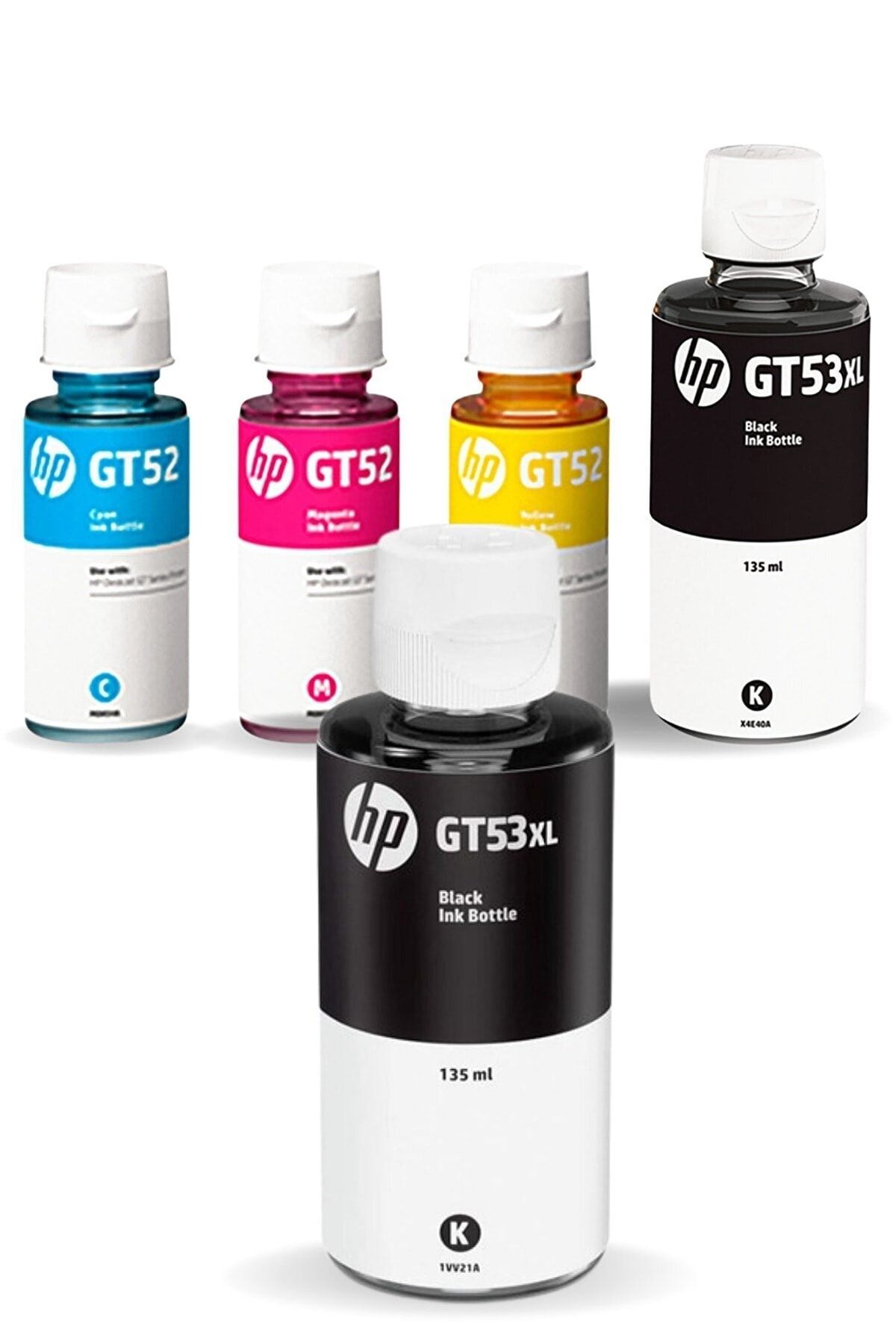 HP Gt53xl-gt52 Siyah Ve Renkli Orjinal Mürekkep Takımı + Bk135cym70ml Gt100-1001-94