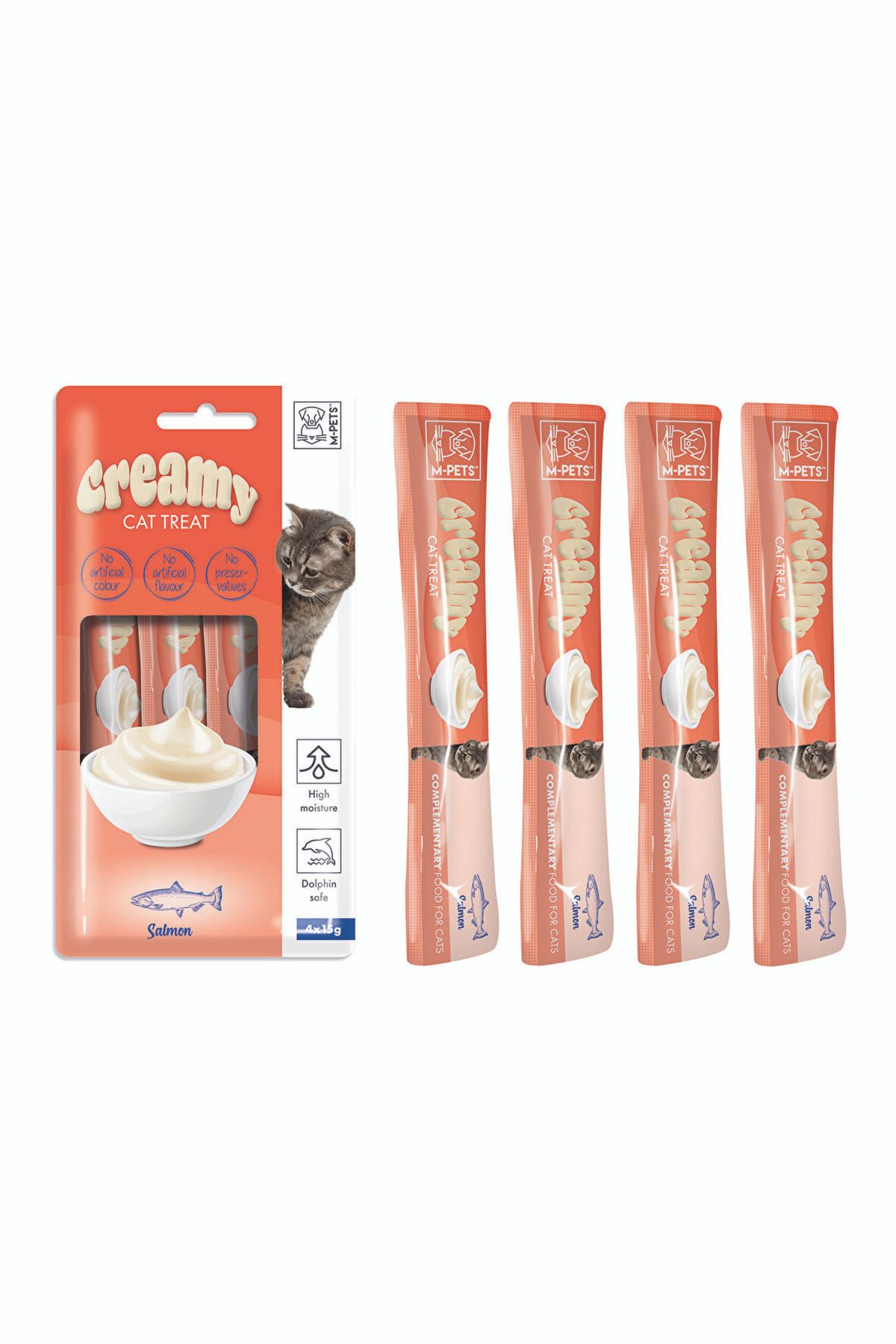 M-PETS M Pets M Pets Creamy Somon Balıklı Kedi Ödülü 60 gram X 5 Li Paket