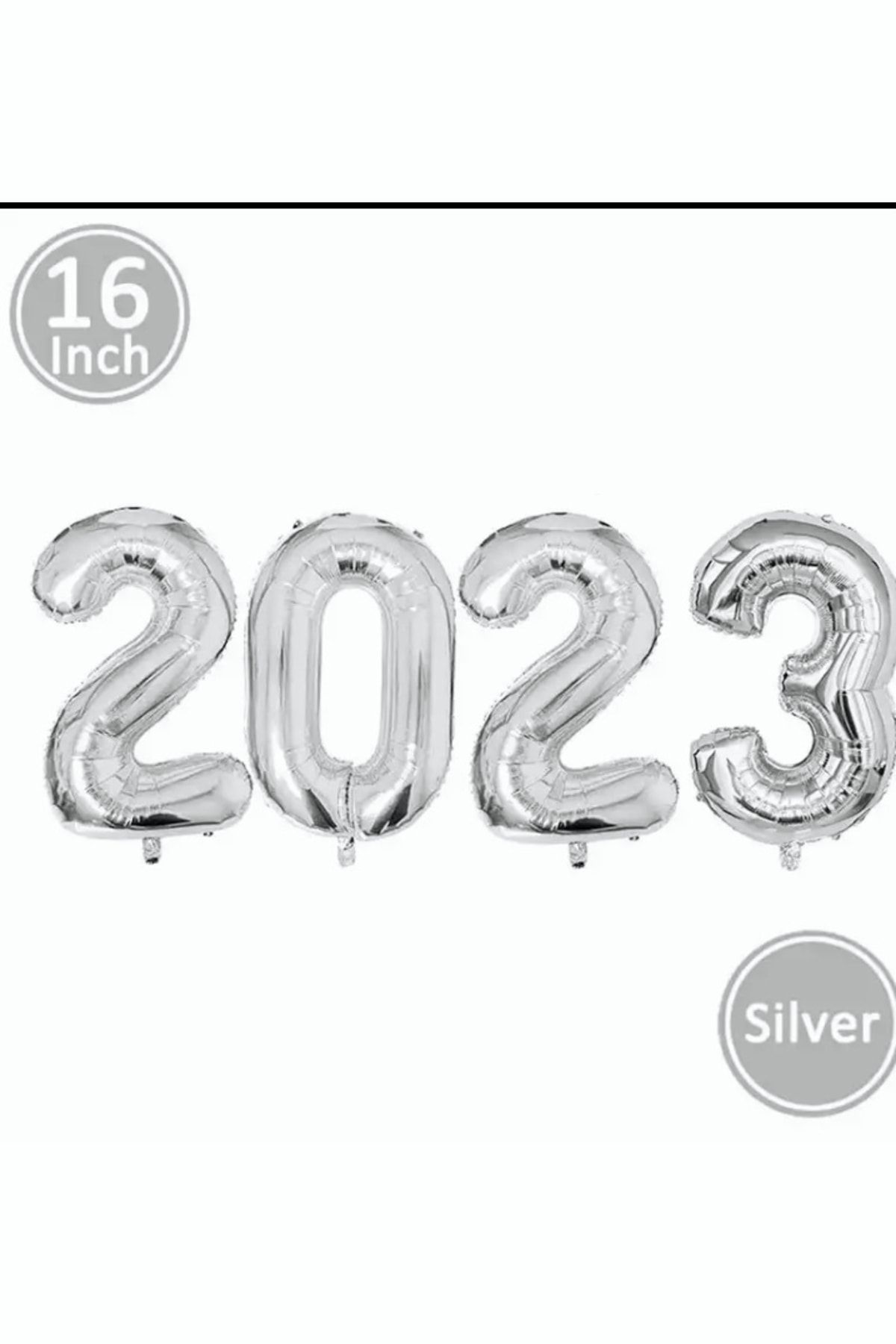Deniz Party Store Yılbaşı 2023 Folyo Balon Her Rakam Boyutu ( 16 Inç ) 40 Cm Gümüş