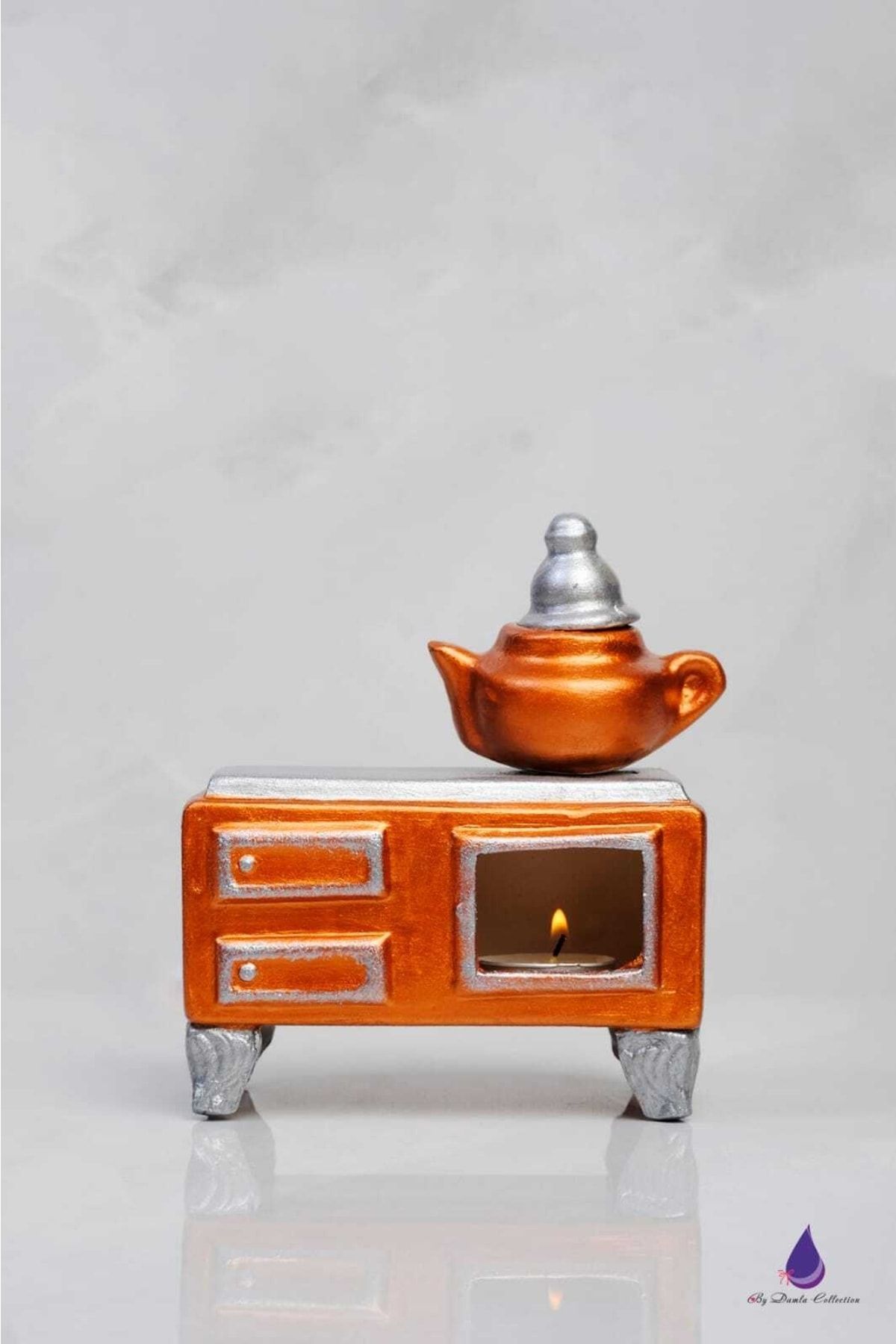 By Damla Collection Dekoratif Kuzine Soba Şeklinde Buhurdanlık+ İki Adet Tea Lıght Mum