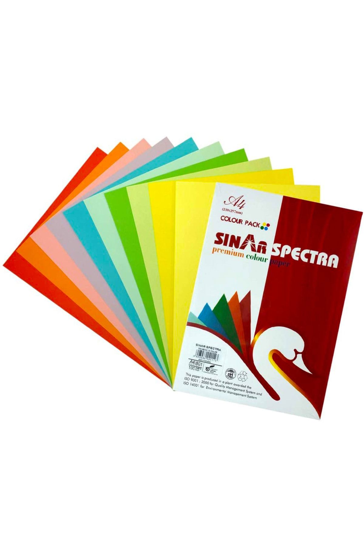 Genel Markalar Sinar Spectra A4 Renkli Fotokopi Kağıdı 10 Renk 100'lü Paket