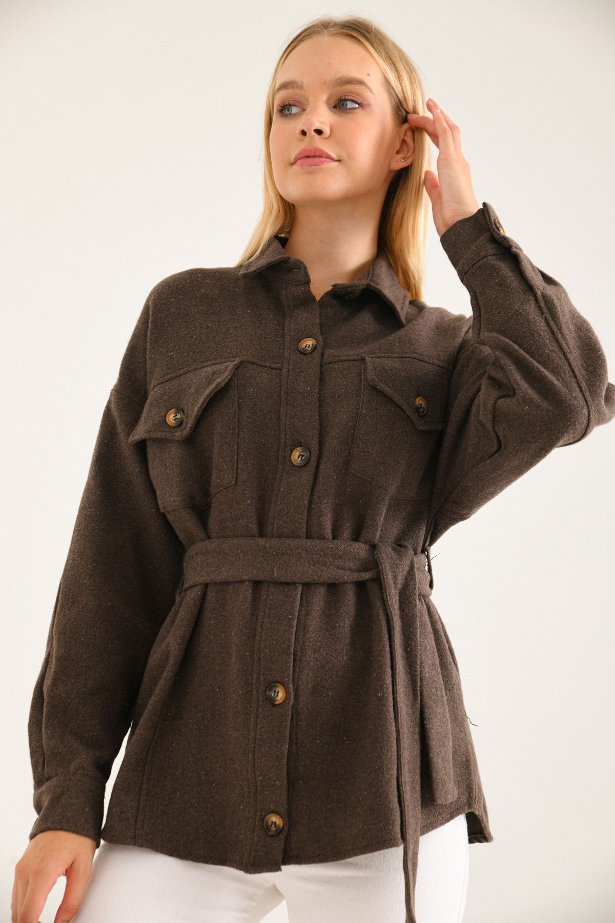 VOLT CLOTHİNG Kadın Kuşaklı Oversize Ceket