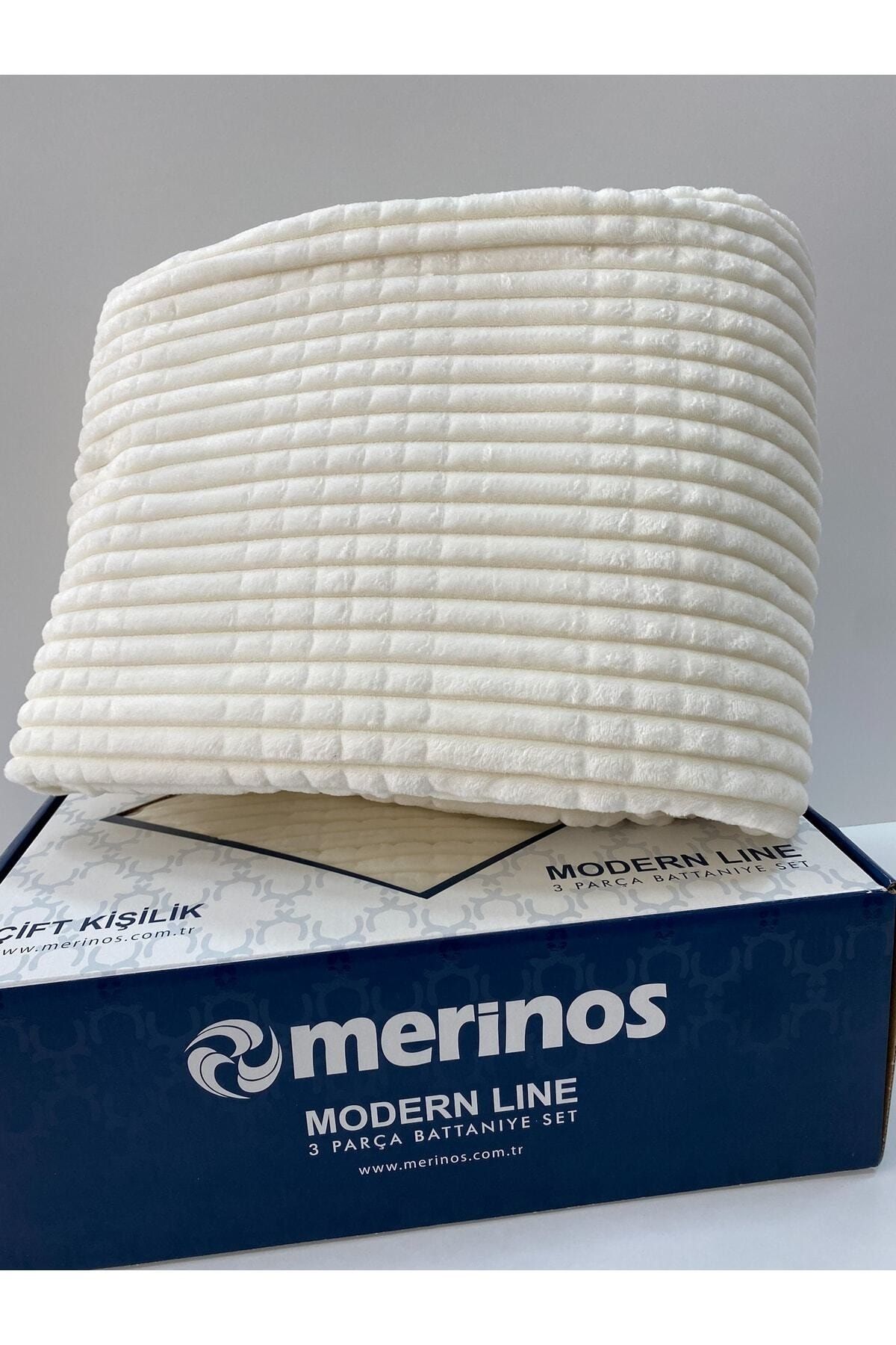 Merinos Modern Lıne 3 Prç.battaniye Ve Yatak Örtüsü Seti Kemik